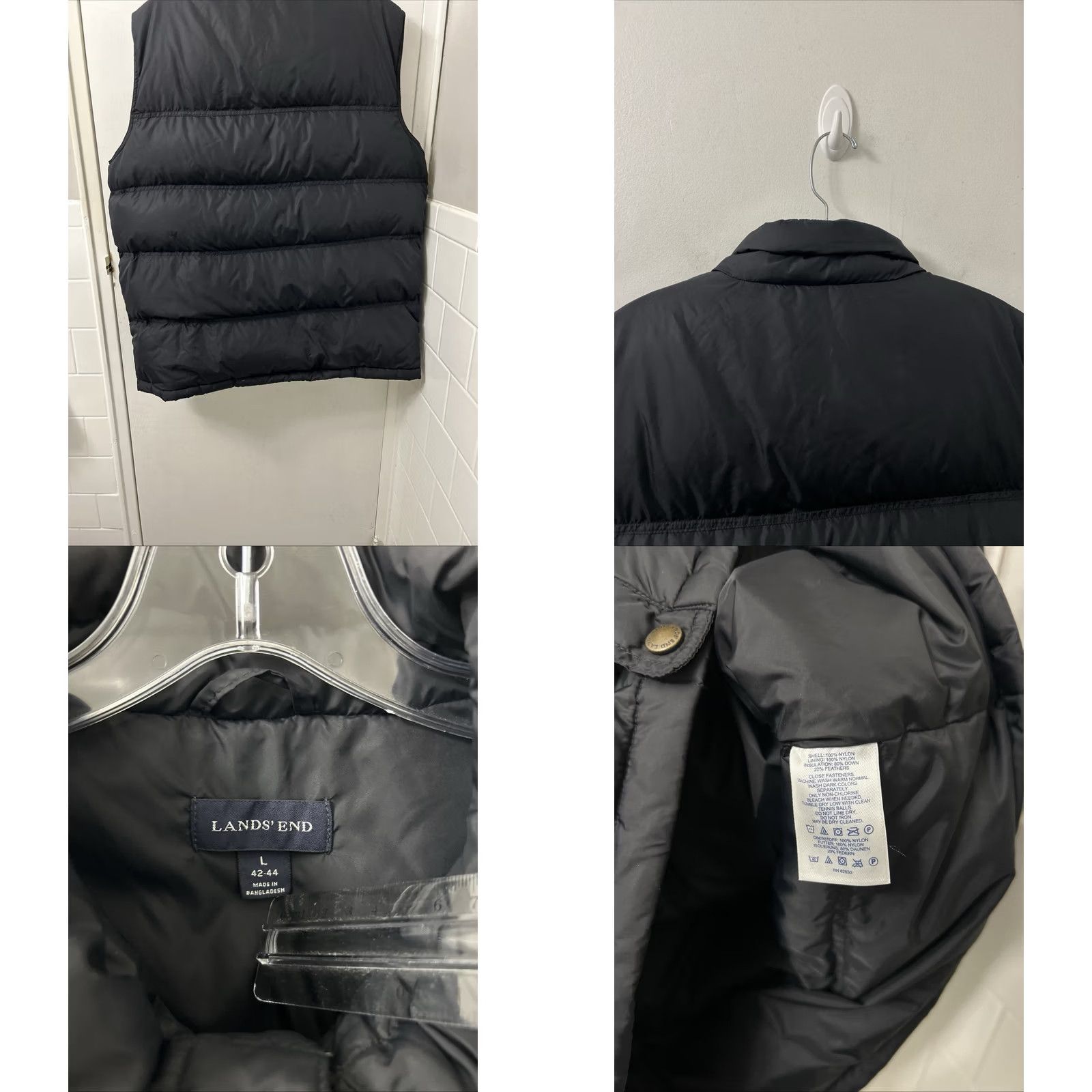 Lands' End VINTAGE Lands' End Down Puffer Vest Mens Large Black Snap Front Quilted Jacket Size US L / EU 52-54 / 3 - 8 Thumbnail