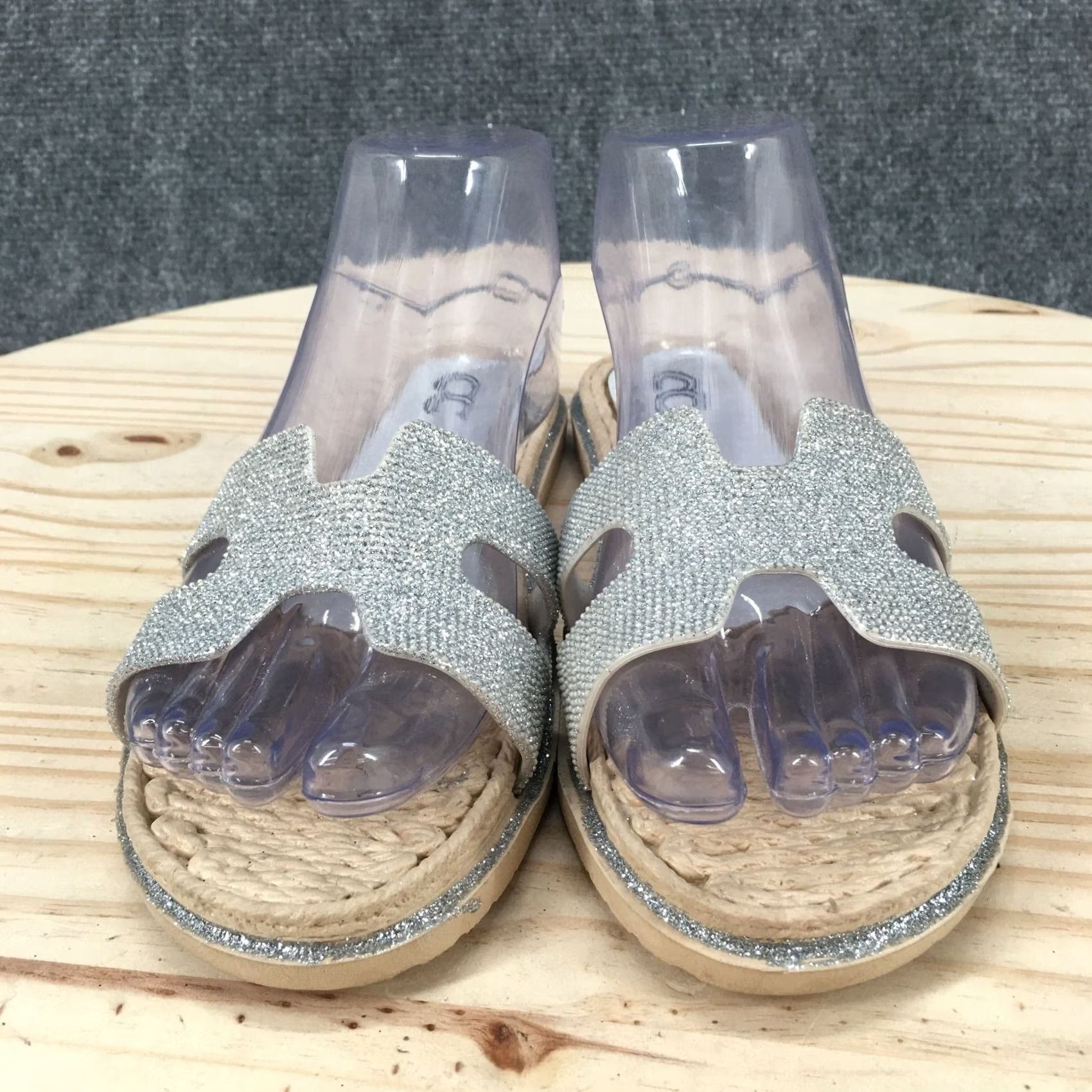 Vintage Cindy Claire Sandals Womens 39 Slide Flats Slip On CC Logo Silver Glitter NEW Size US 9 / IT 39 - 4 Thumbnail