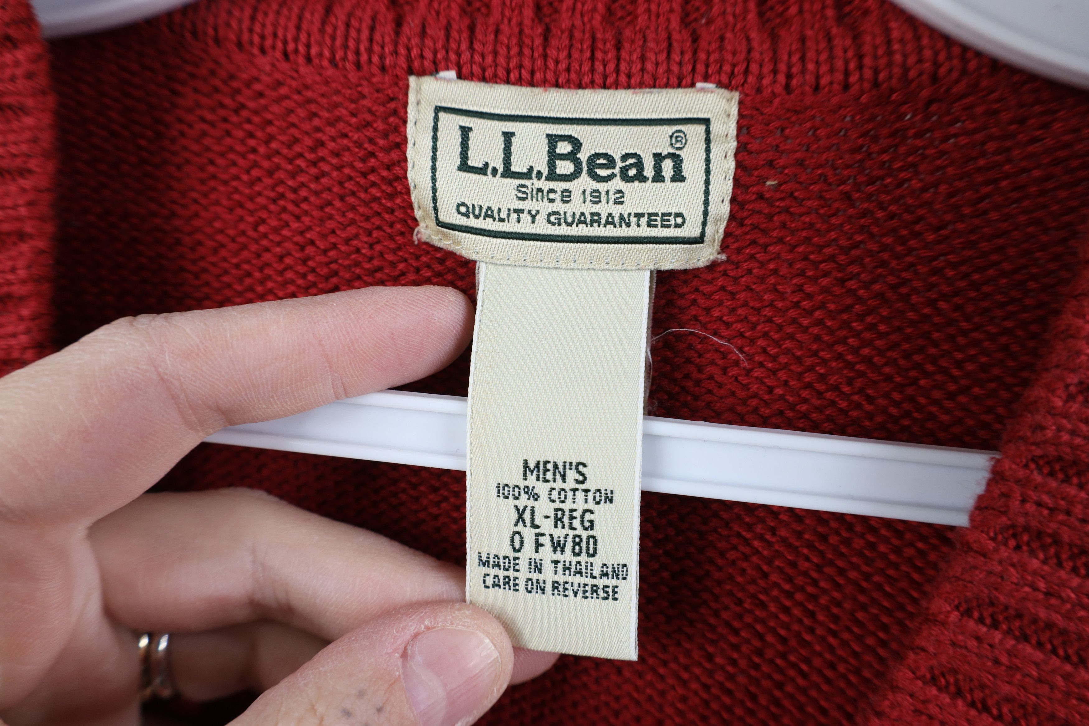 L.L. Bean Vintage 90s LL Bean Cotton Knit V-Neck Sweater Vest Red Size US XL / EU 56 / 4 - 5 Thumbnail
