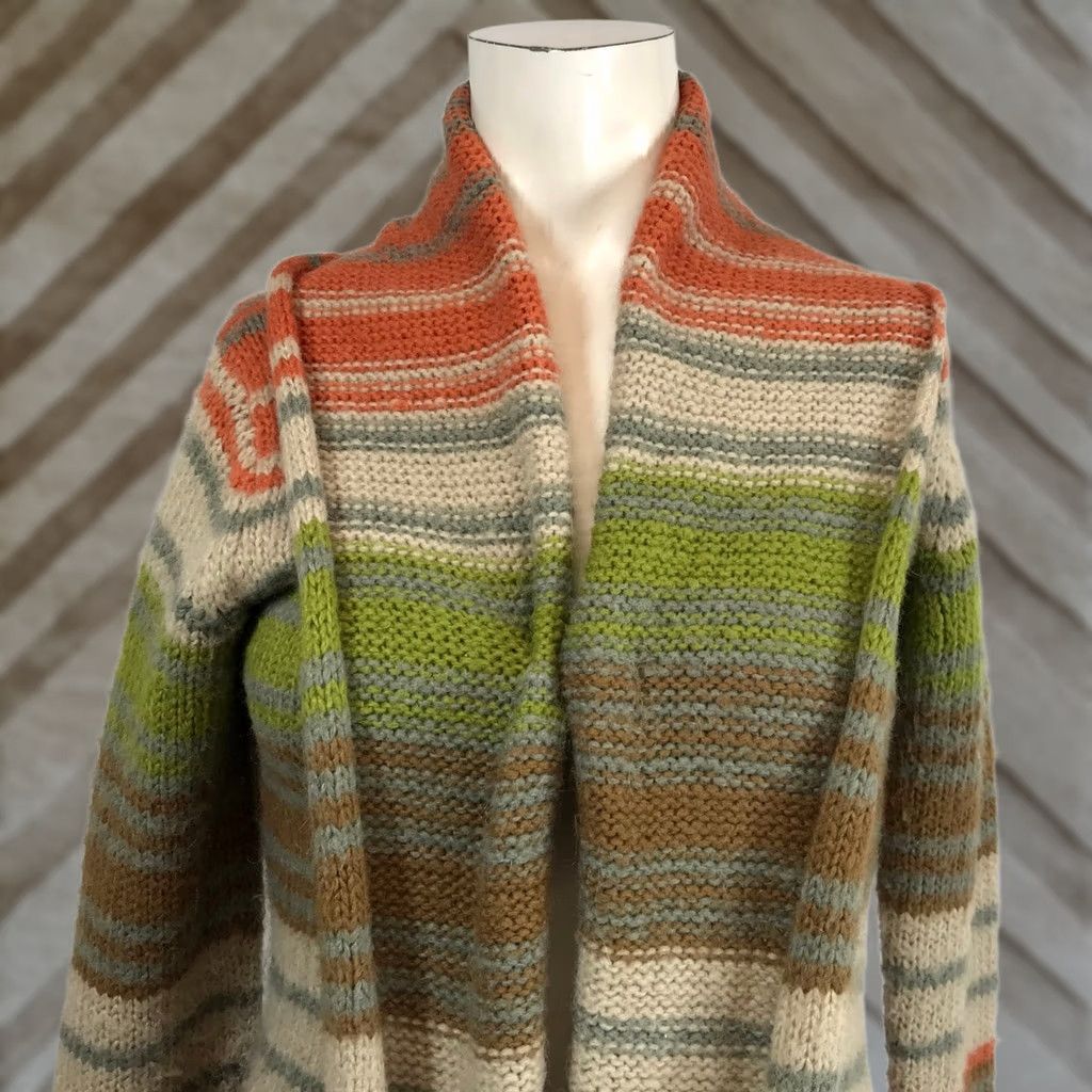 Vintage VINTAGE Wooden Ships Striped Waterfall Cardigan Sweater Medium Large Size M / US 6-8 / IT 42-44 - 1 Thumbnail