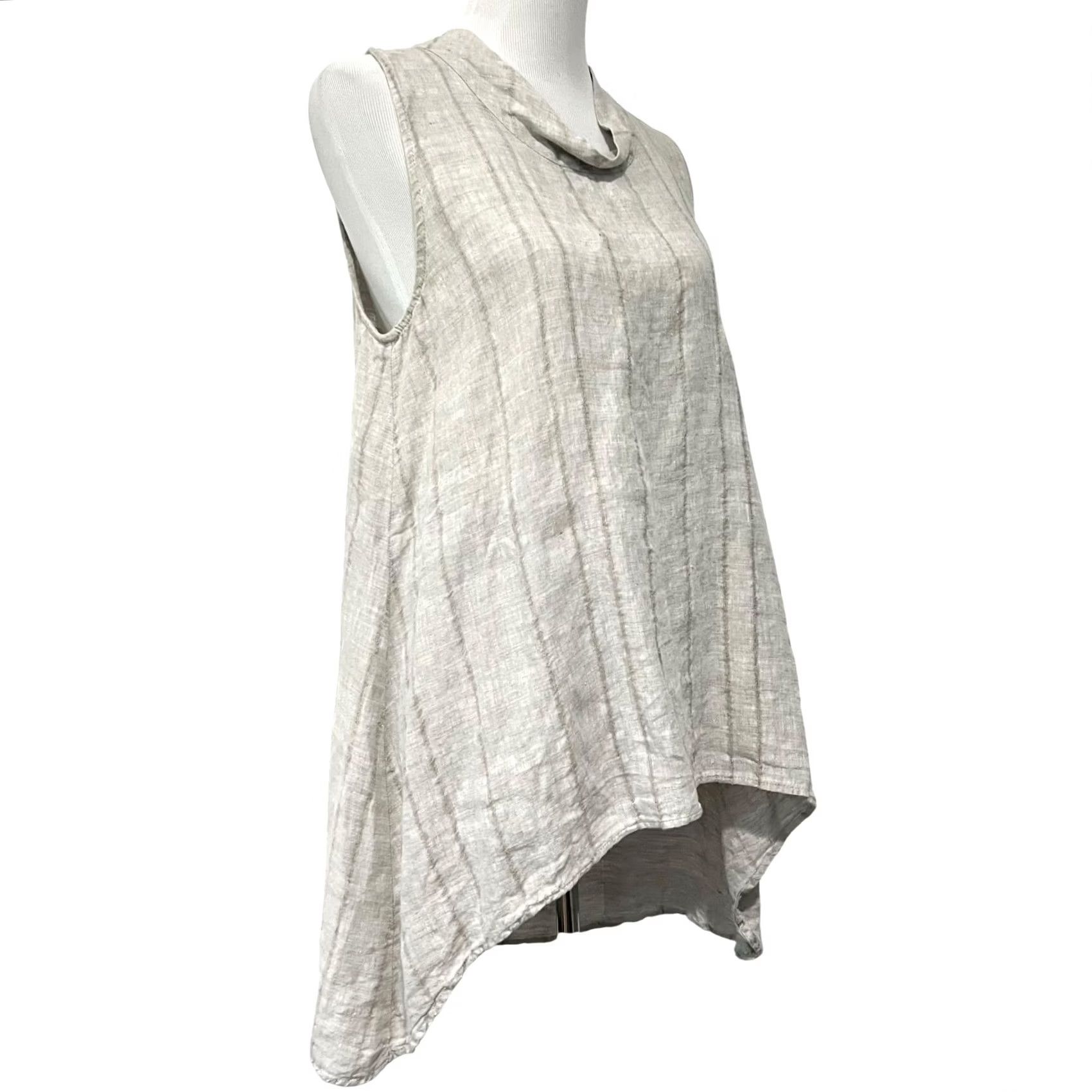 Vintage Chalet Et Ceci Tunic Top Womens Linen Cowl Neck Hi Low Size S Beige Blouse Sleeveless Artsy Lagenlook Womens Size S / US 4 / IT 40 - 5 Thumbnail