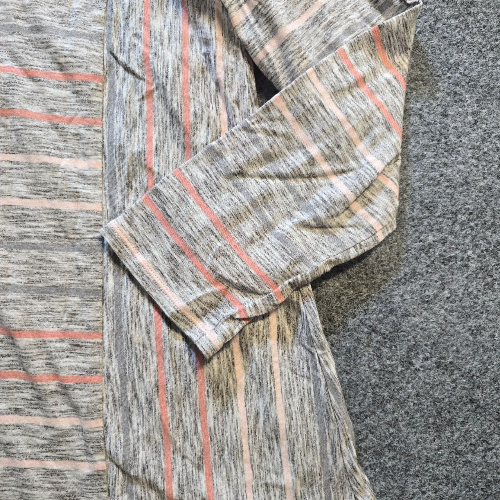 J. Jill J. Jill Top Shirt Womens L Gray Pink Striped Long Sleeve Stretch Knit Blouse Casual Career Size L / US 10 / IT 46 - 3 Thumbnail