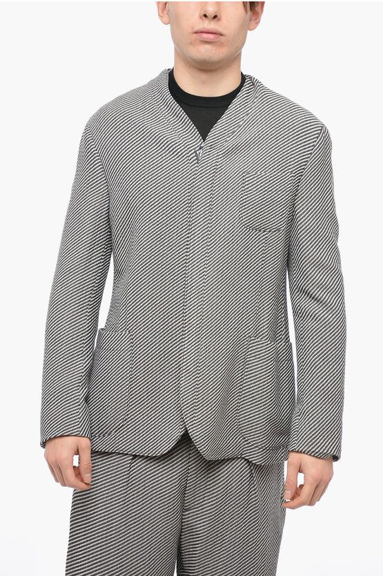 image of Armani Og1Mm0424 Half Lined Blazer In Black/grey, Men's (Size Large)