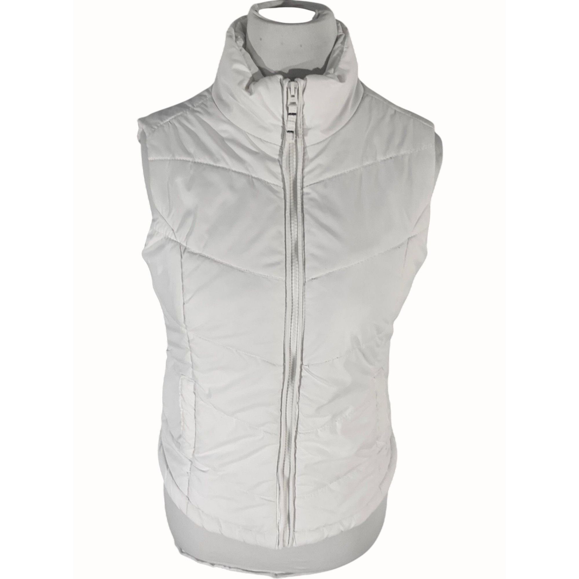 Aeropostale Aeropostale Womens White Quilted Puffer Vest Zipper Close S Size S / US 4 / IT 40 - 1 Thumbnail