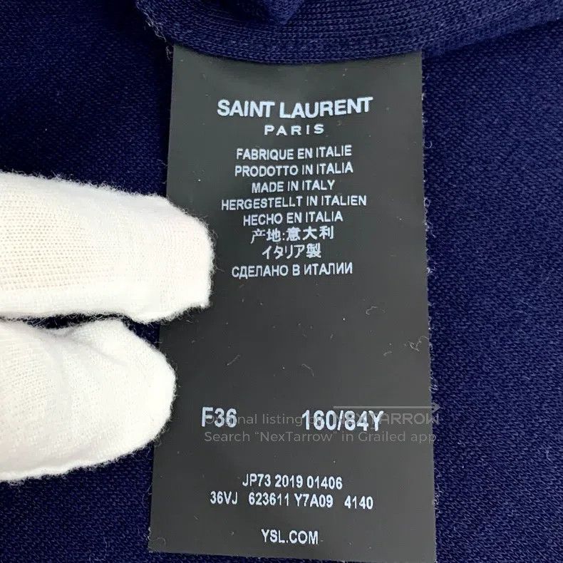 Saint Laurent Paris Saint Laurent Paris Navy Blue Logo Embroidered Wool Lapel Size XS / US 0-2 / IT 36-38 - 8 Thumbnail