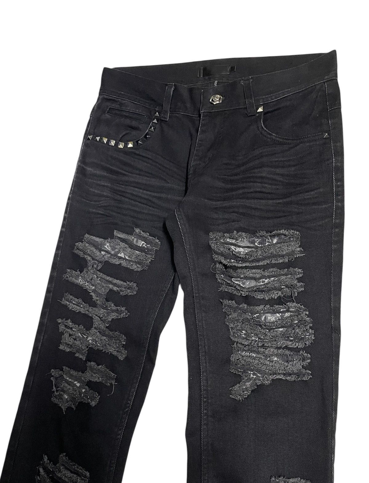 If Six Was Nine THEBLACKGENE Japan Studded Distressed Jeans Size US 29 - 3 Thumbnail