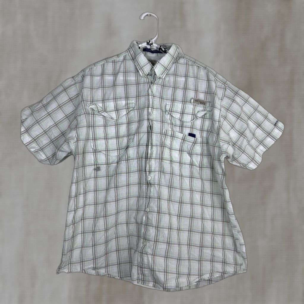 Vintage Columbia PFG Shirt Mens L Plaid Short Sleeve Button-Up Green Vintage: No (Missing Button) Size US L / EU 52-54 / 3 - 1 Thumbnail