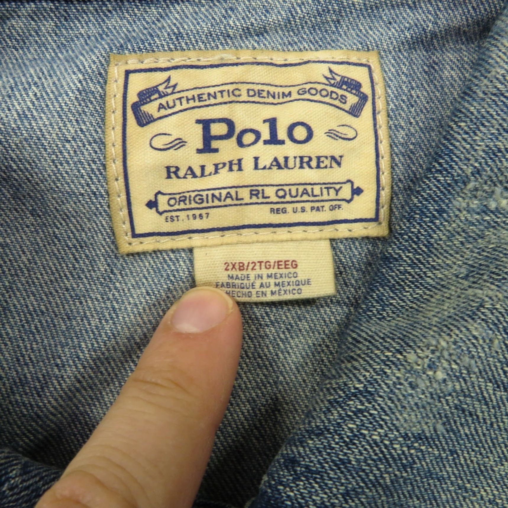 Polo Ralph Lauren Polo Ralph Lauren Jacket 2XB Mens Blue Light Wash Distressed Trucker Biker Moto Denim Jacket Size US XXL / EU 58 / 5 - 5 Thumbnail