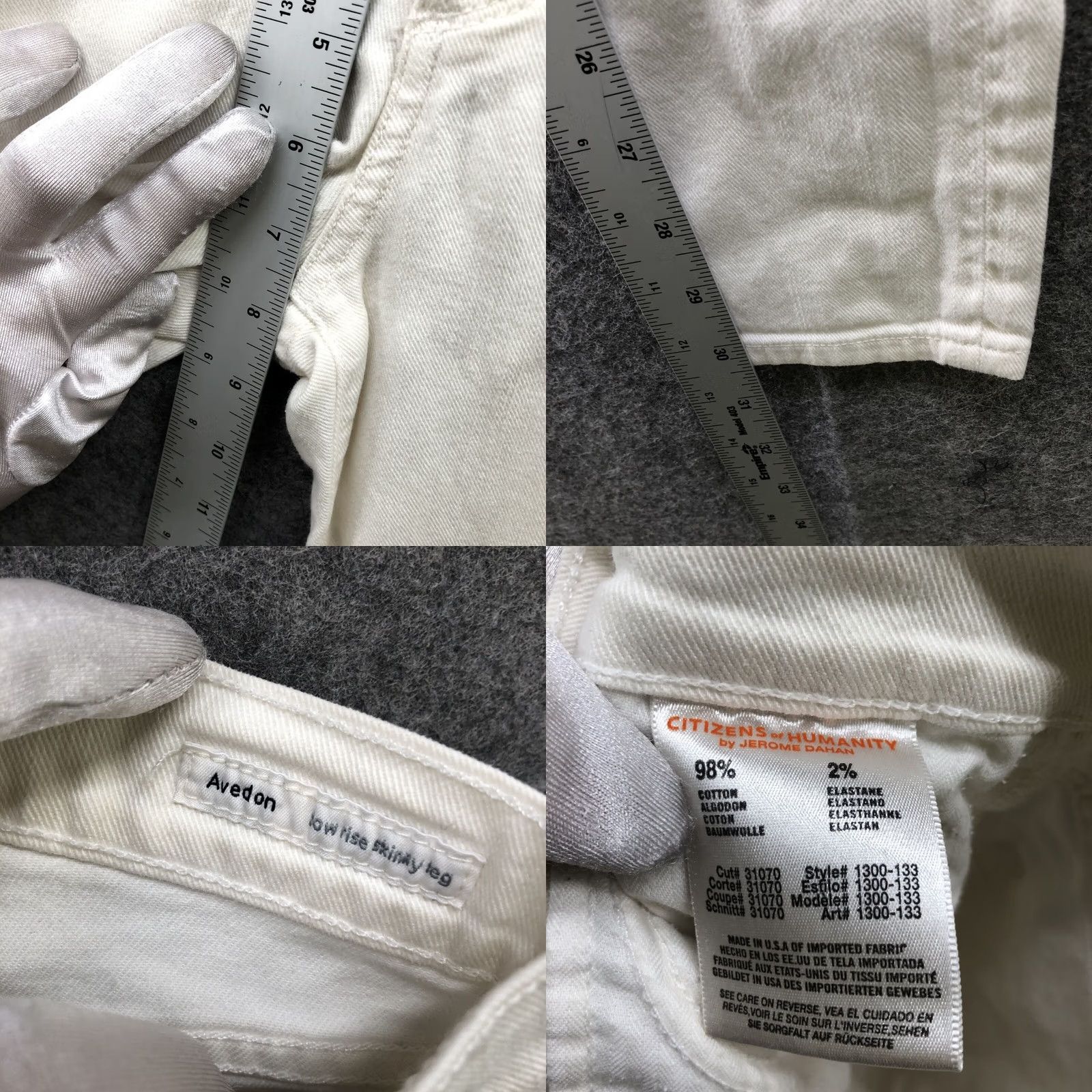Citizens Of Humanity Citizens Of Humanity Avedon Jeans Womens Size 24 White Ivory Low Rise Skinny 5-Pocket Denim Slim Stretch Size 42" / US 20 - 8 Thumbnail