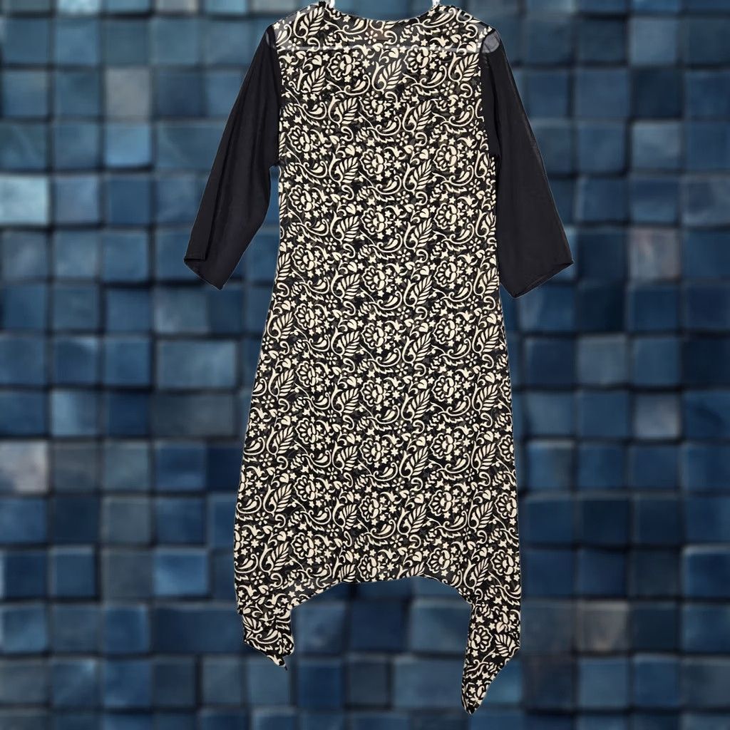 Vintage ATEESA Women's Hanky Hem Long Sleeve Floral Printed Dress Sz M Size M / US 6-8 / IT 42-44 - 1 Thumbnail