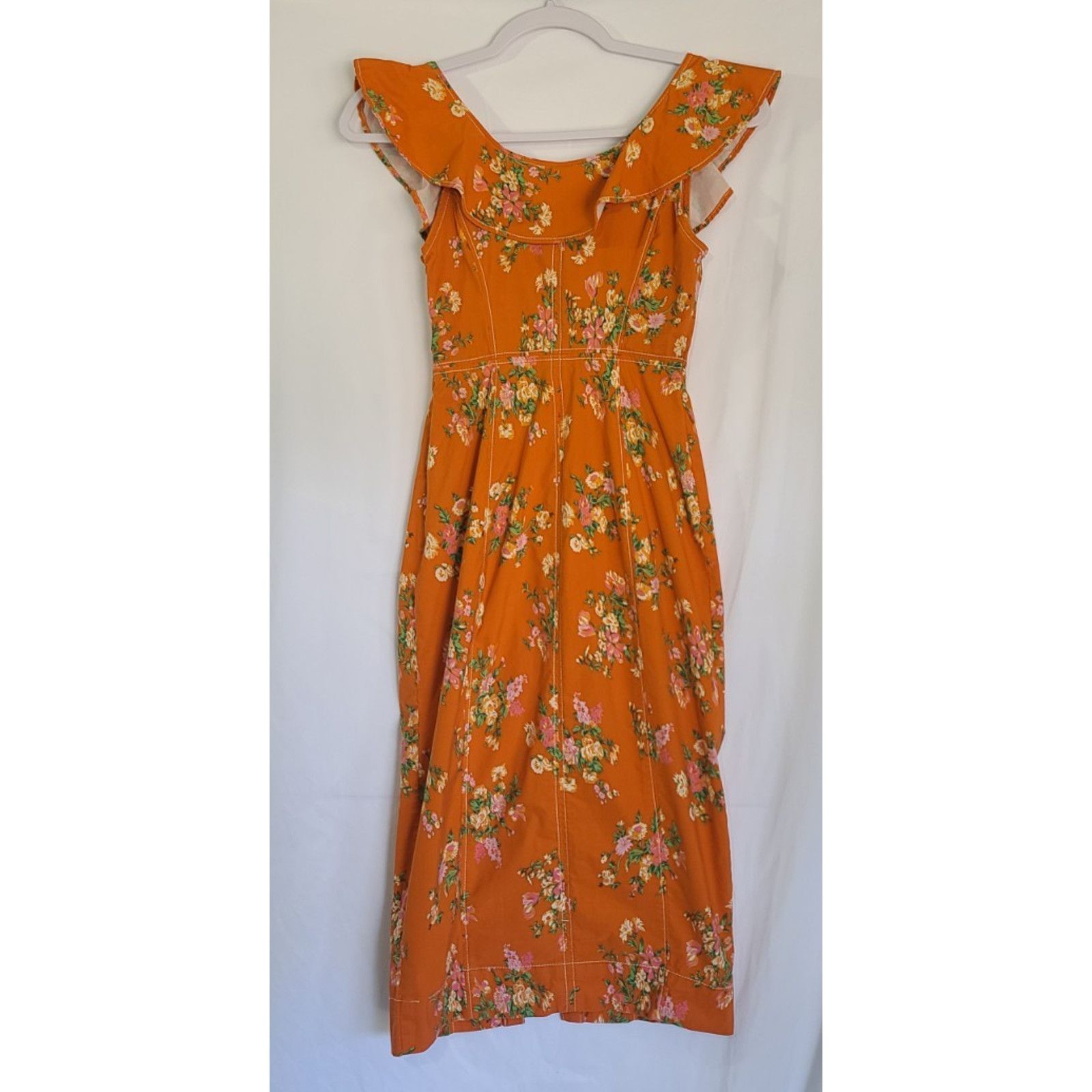 Anthropologie Anthropologie Buttondown Magic Fabric Midi Orange Dress XXSP Size XXS / US 00 / IT 34 - 6 Thumbnail