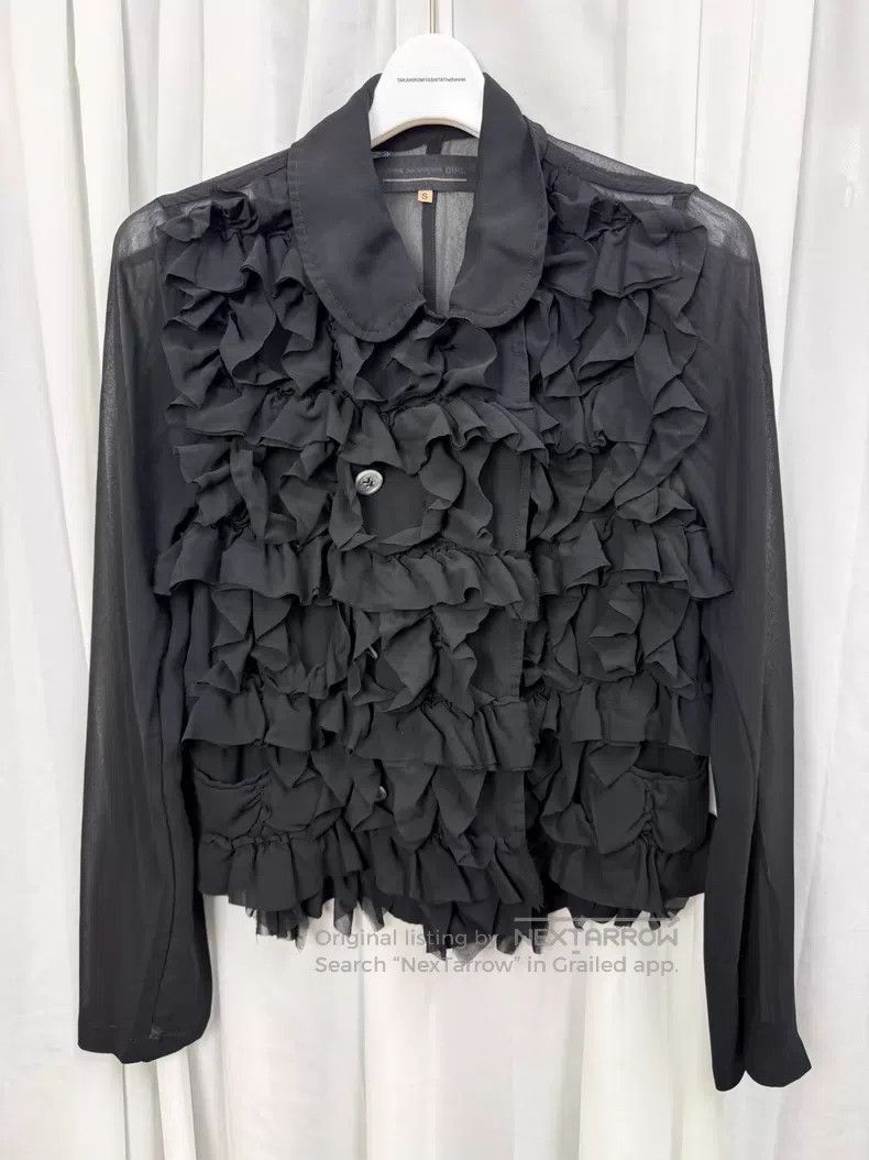 Comme des Garcons Comme des Garcons Lace fringed jacket with sheer mesh pane Size S / US 4 / IT 40 - 1 Thumbnail