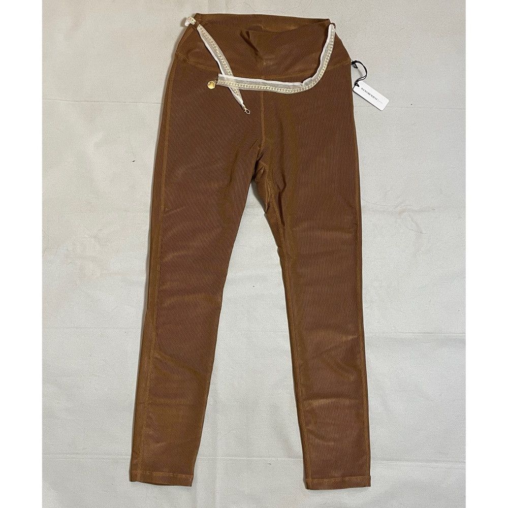 WeWoreWhat NWT New WeWoreWhat Chain High Rise Rib Brown Leggings Size Size 30" / US 8 / IT 44 - 2 Thumbnail