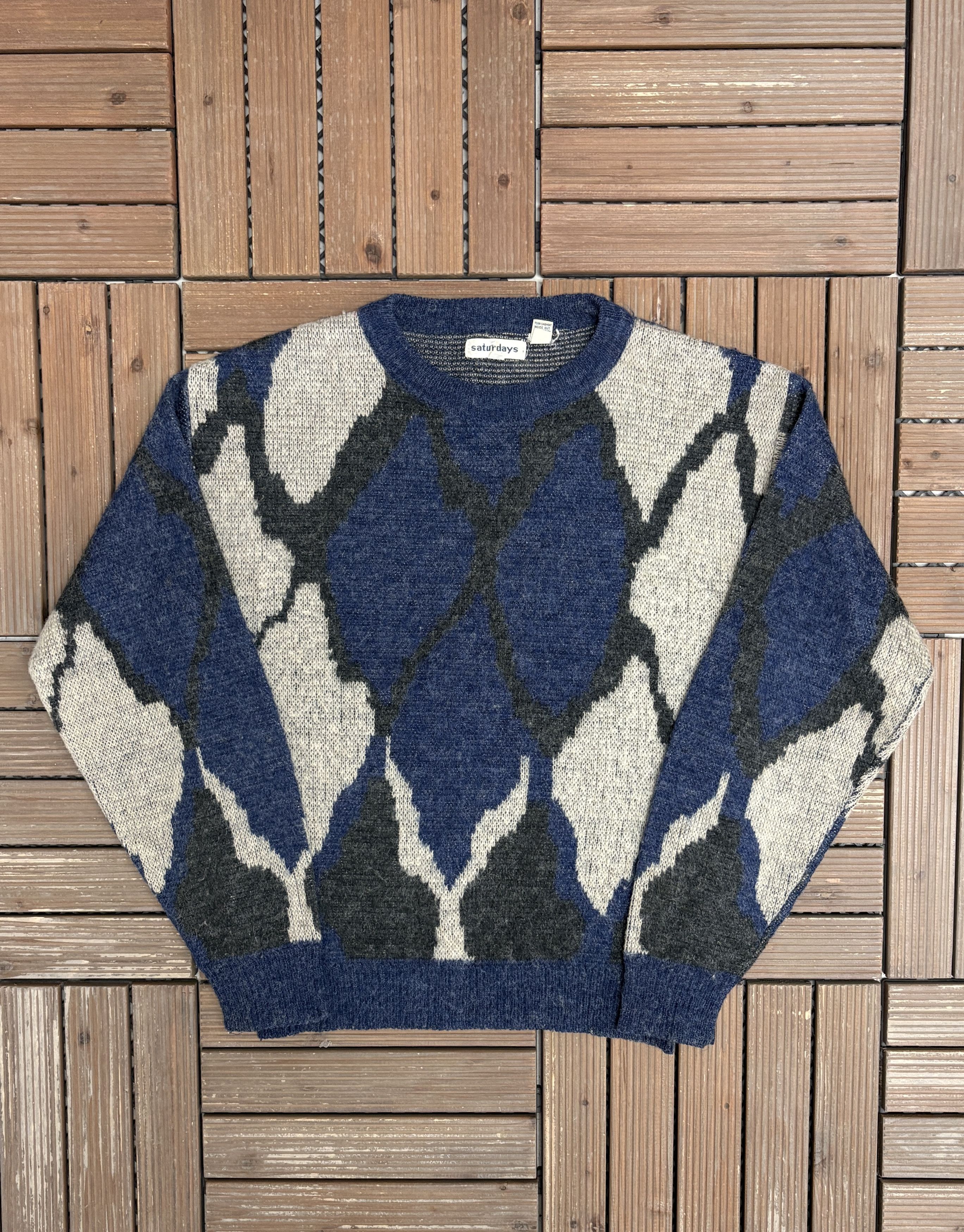 Vintage Saturdays Abstract Pattern Vintage Blue Knit Sweater Size US L / EU 52-54 / 3 - 1 Thumbnail