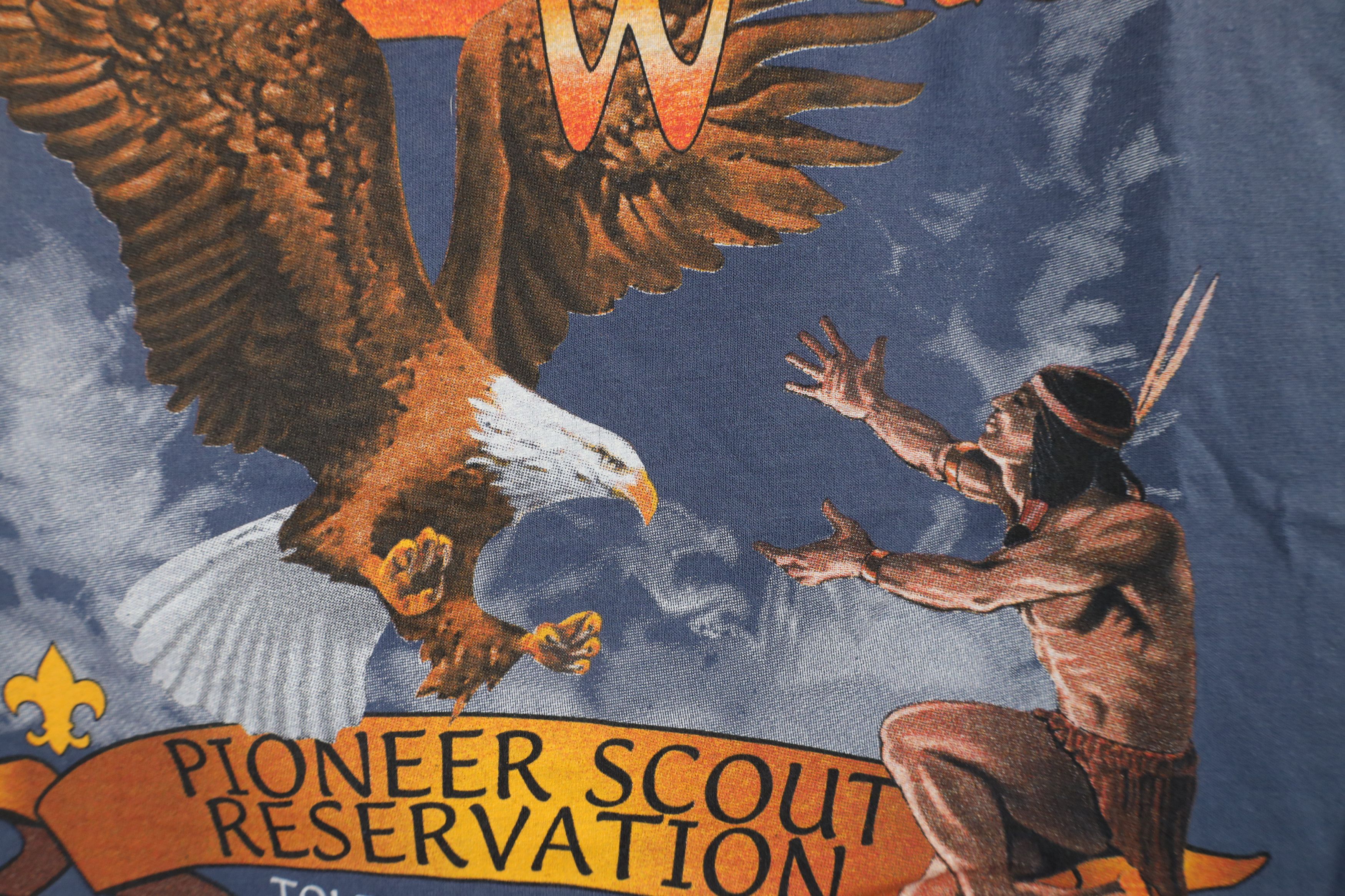 Vintage Vintage 90s On Eagles Wings Scout Reservation T-Shirt Size US XL / EU 56 / 4 - 7 Thumbnail