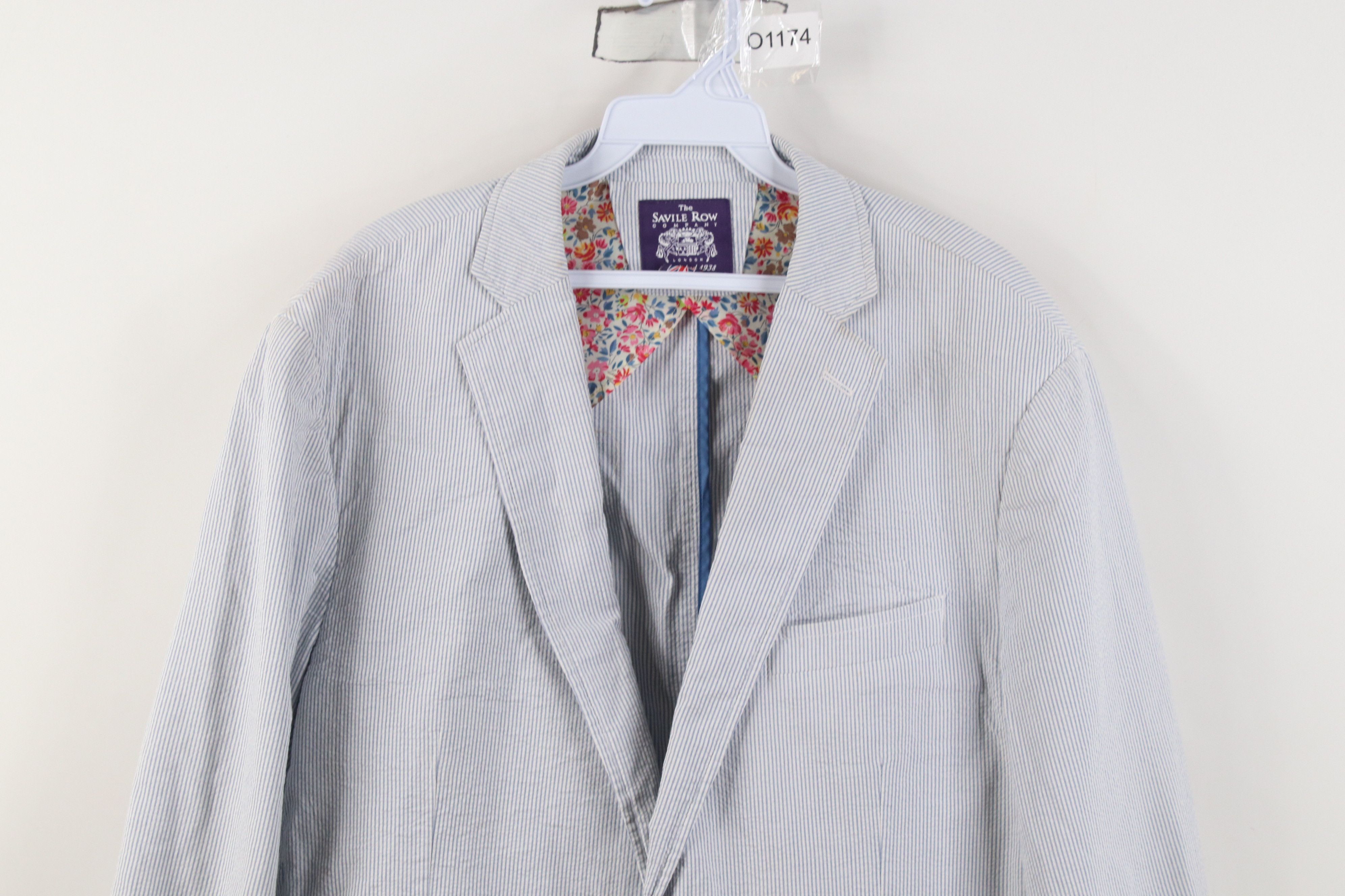 Vintage The Savile Row Seersucker 2 Button Suit Coat Blazer Jacket Size US XXL / EU 58 / 5 - 2 Thumbnail