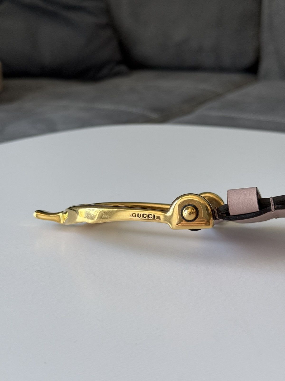 Gucci Gucci Pink Calfskin Gold Horsebit Buckle Belt Size 80/32 Size ONE SIZE - 9 Thumbnail