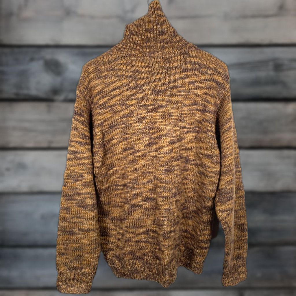 Vintage VINTAGE Guy Risoldi Sweater Men's Large Brown Mohair Blend Turtleneck Chunky Knit Preppy 90s Mens Size US L / EU 52-54 / 3 - 1 Thumbnail