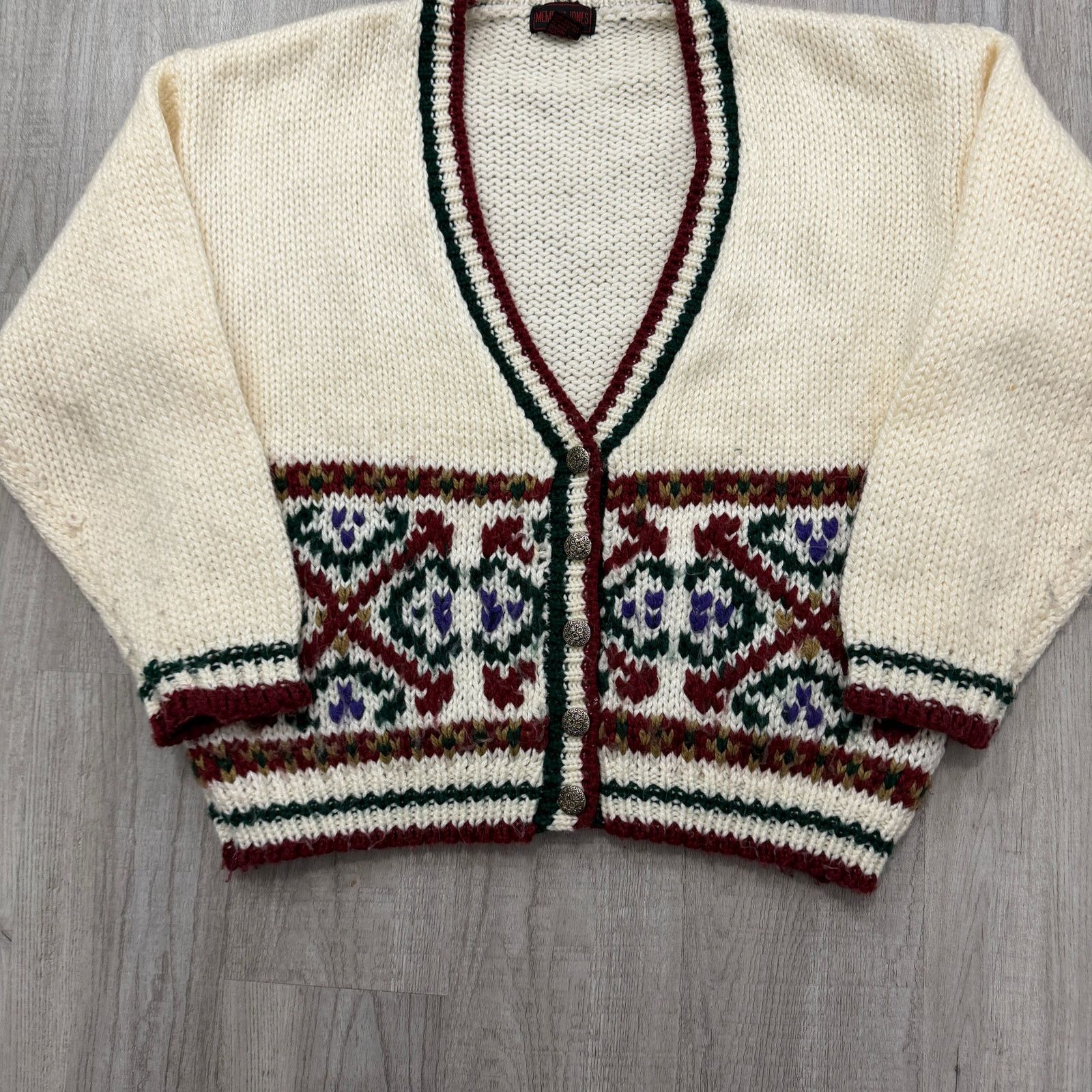 Vintage Vintage Memphis Jones Cardigan Sweater Size Medium Cream Size M / US 6-8 / IT 42-44 - 2 Thumbnail
