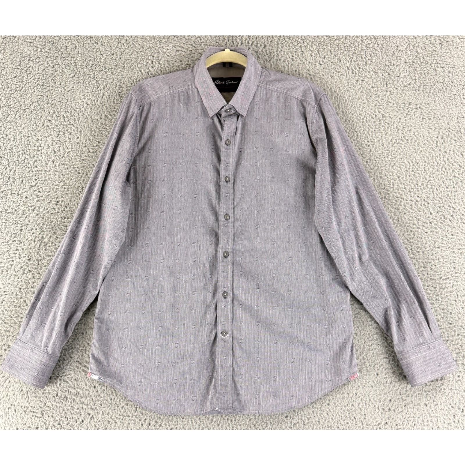 Robert Graham Robert Graham Modern American Button-Up Shirt Men L Tailored Herringbone Gray Cotton Long Sleeve Casual Party/Cocktail Travel Brown? Size US L / EU 52-54 / 3 - 2 Thumbnail