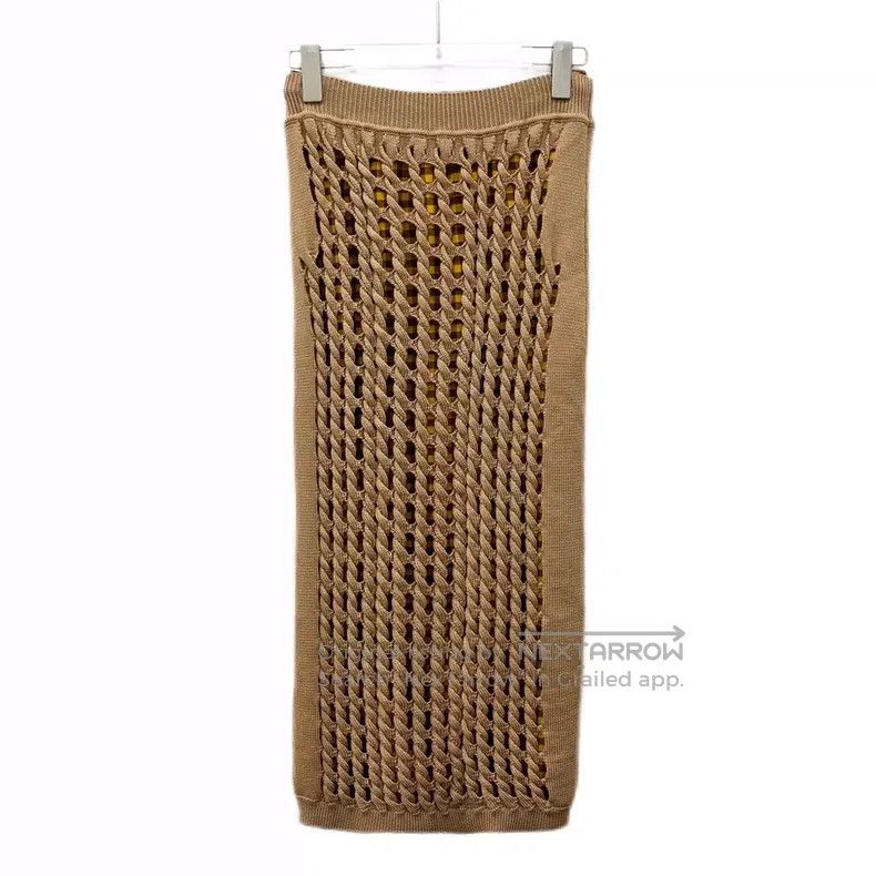 Fendi Fendi Brown openwork twisted knit half skirt Size 25" / US 0 / IT 36 - 1 Thumbnail