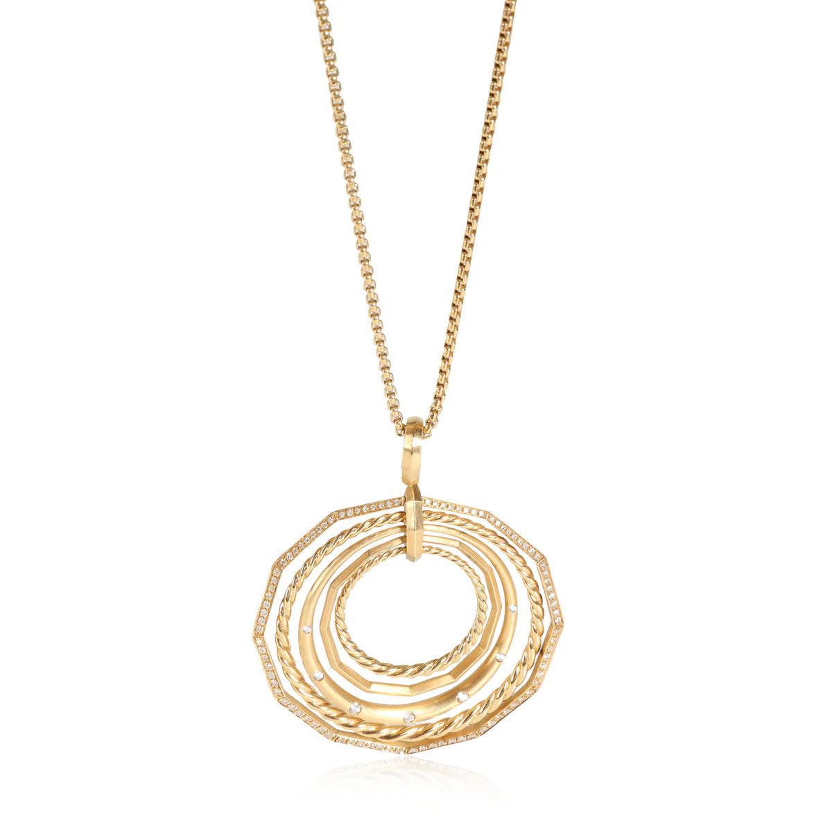 David Yurman oc11z0925 Size: OS / Stax Diamond Circle Necklace in Gold Size ONE SIZE - 1 Thumbnail