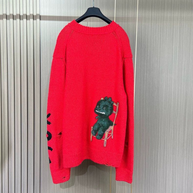 Dior Dior Embroidered Dinosaur Red Sweater-2506 Size US L / EU 52-54 / 3 - 2 Thumbnail