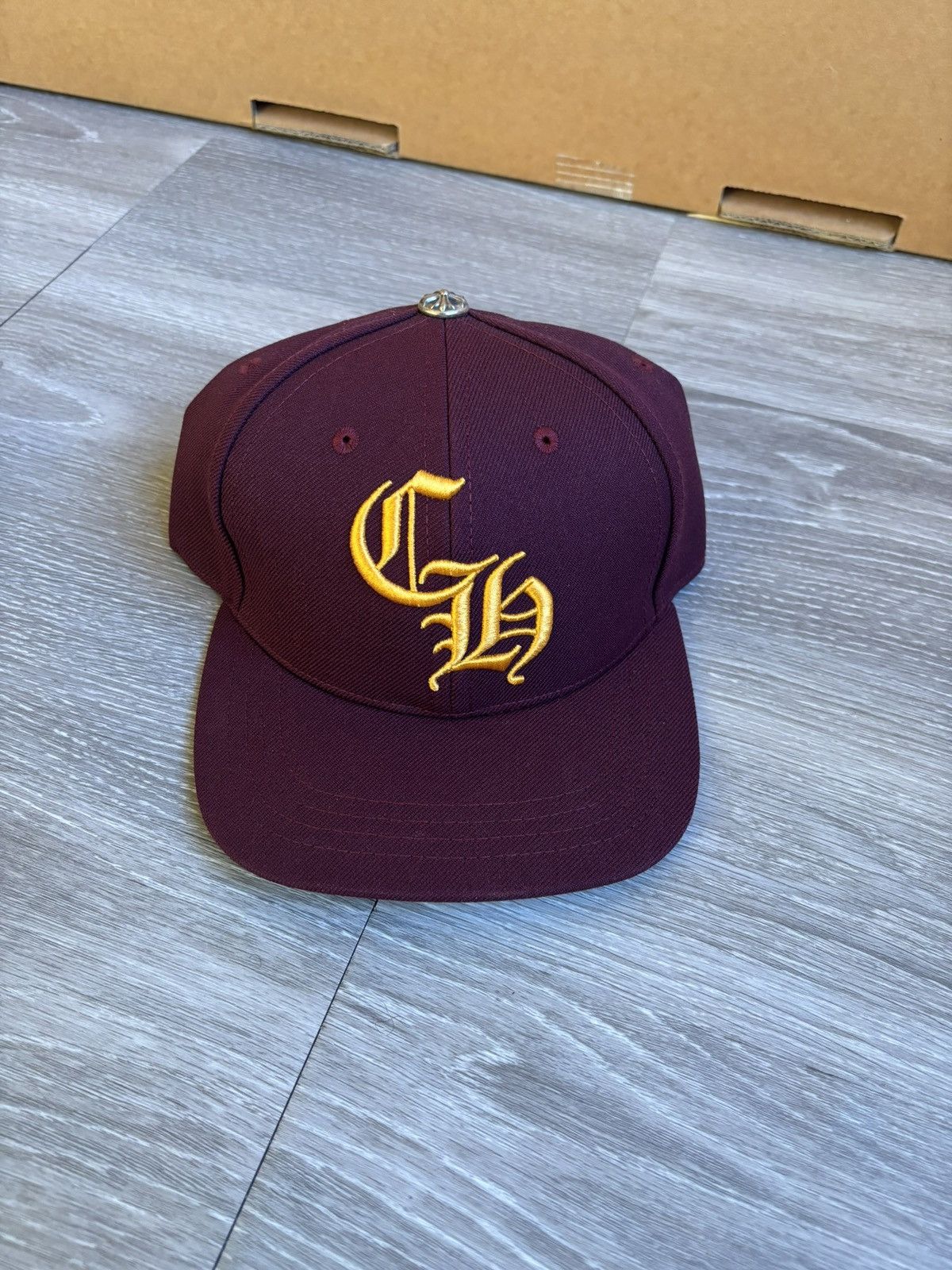 Chrome Hearts Chrome Hearts CH Baseball Cap Burgundy/Gold Snapback Hat Size ONE SIZE - 1 Thumbnail