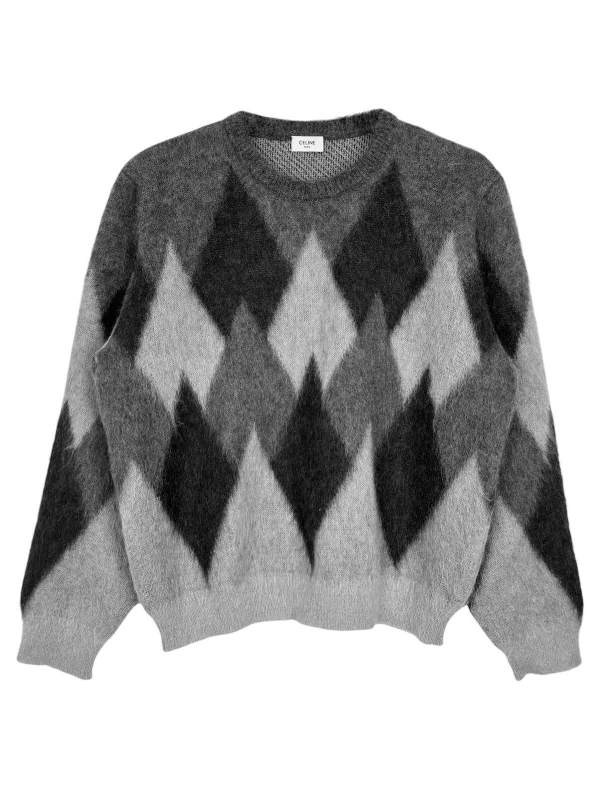 Celine × Hedi Slimane A/W 2019 Runway Argyle Mohair Sweater (AW19/FW19, Knit) Size US XL / EU 56 / 4 - 1 Thumbnail