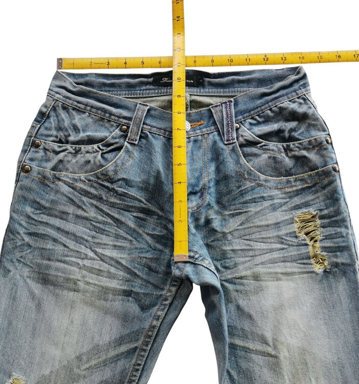 Jean Root Three Flared Distressed Whiskering Clawmark Jeans Size US 28 / EU 44 - 11 Thumbnail