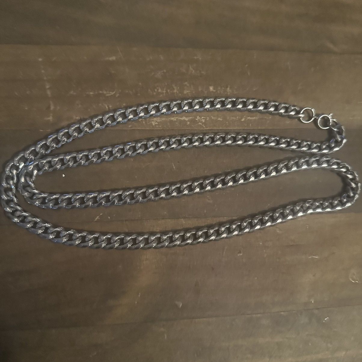 Vintage Vintage silver tone heavy textured curb link chain necklace Size ONE SIZE - 2 Thumbnail