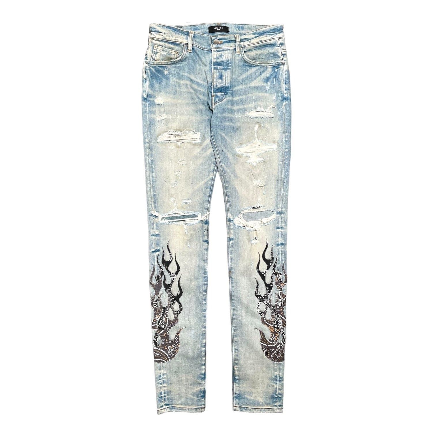 image of Amiri Bandana Flame Jeans Clay Indigo, Men's (Size 30)