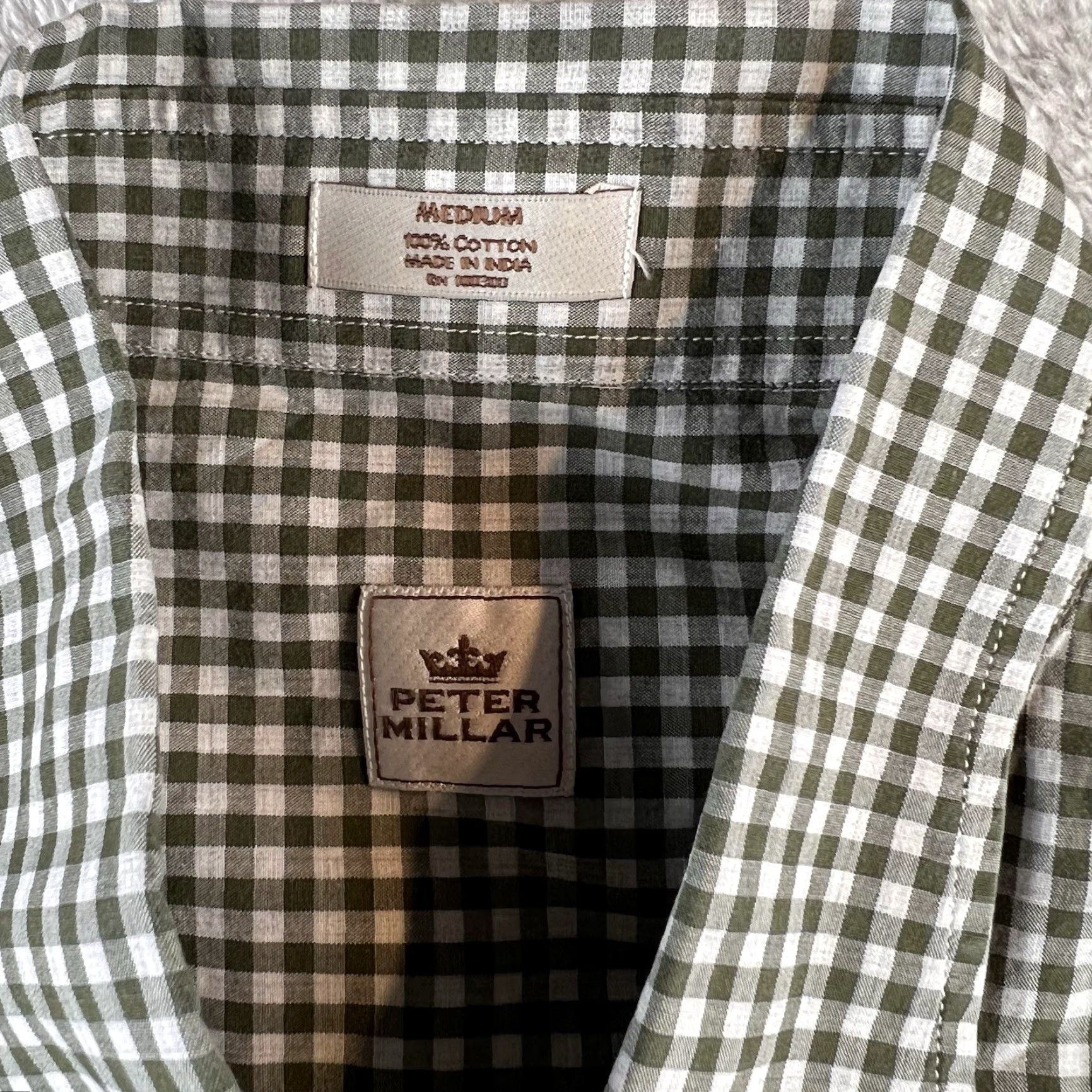 Peter Millar Peter Millar Mens Plaid Button-Up Shirt M Green Gingham Long Sleeve Preppy Mens Size US M / EU 48-50 / 2 - 4 Thumbnail