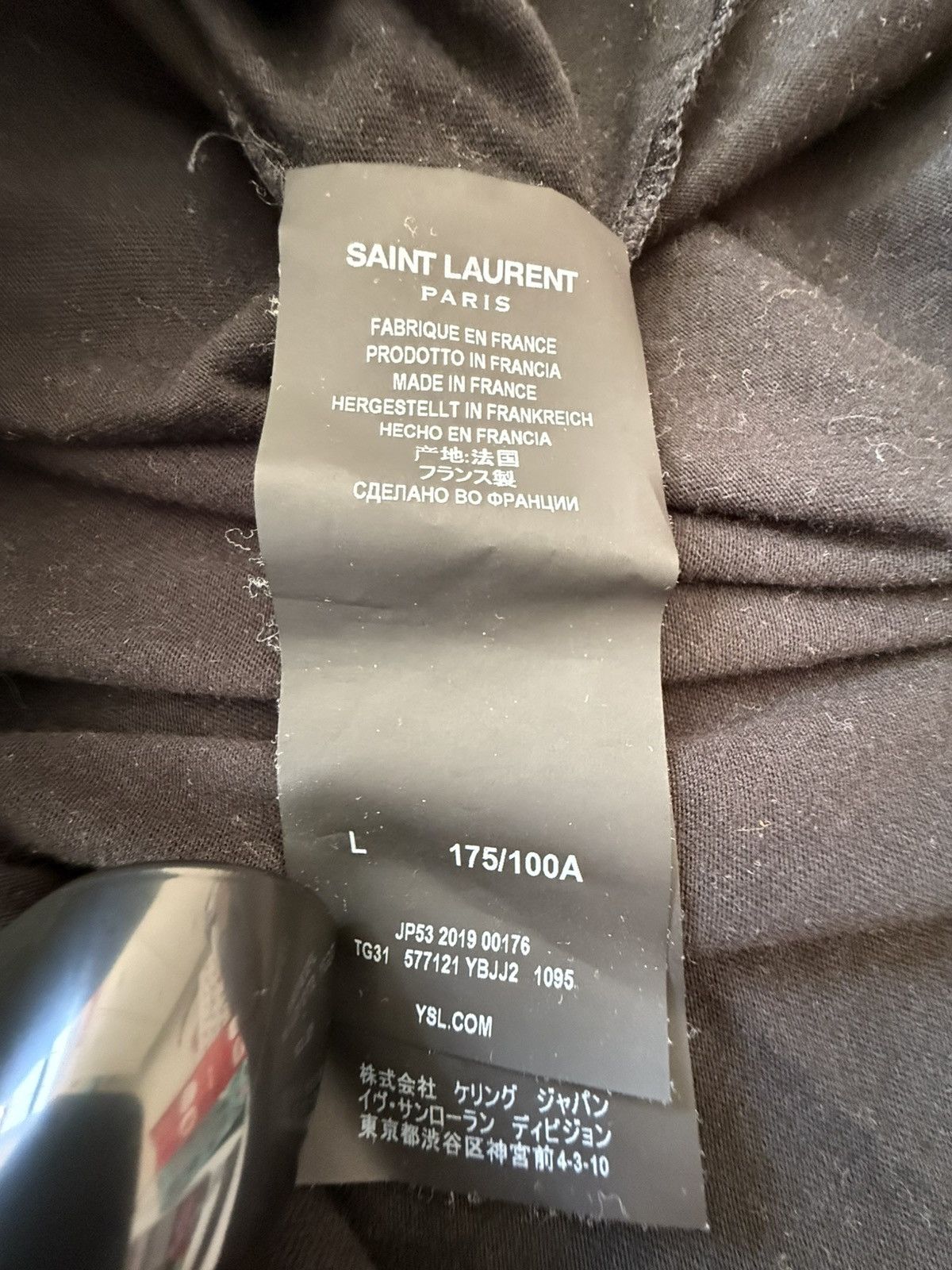 Saint Laurent Paris FW19 Saint Laurent heavy logo Black T shirt white logo L Size US L / EU 52-54 / 3 - 18 Thumbnail
