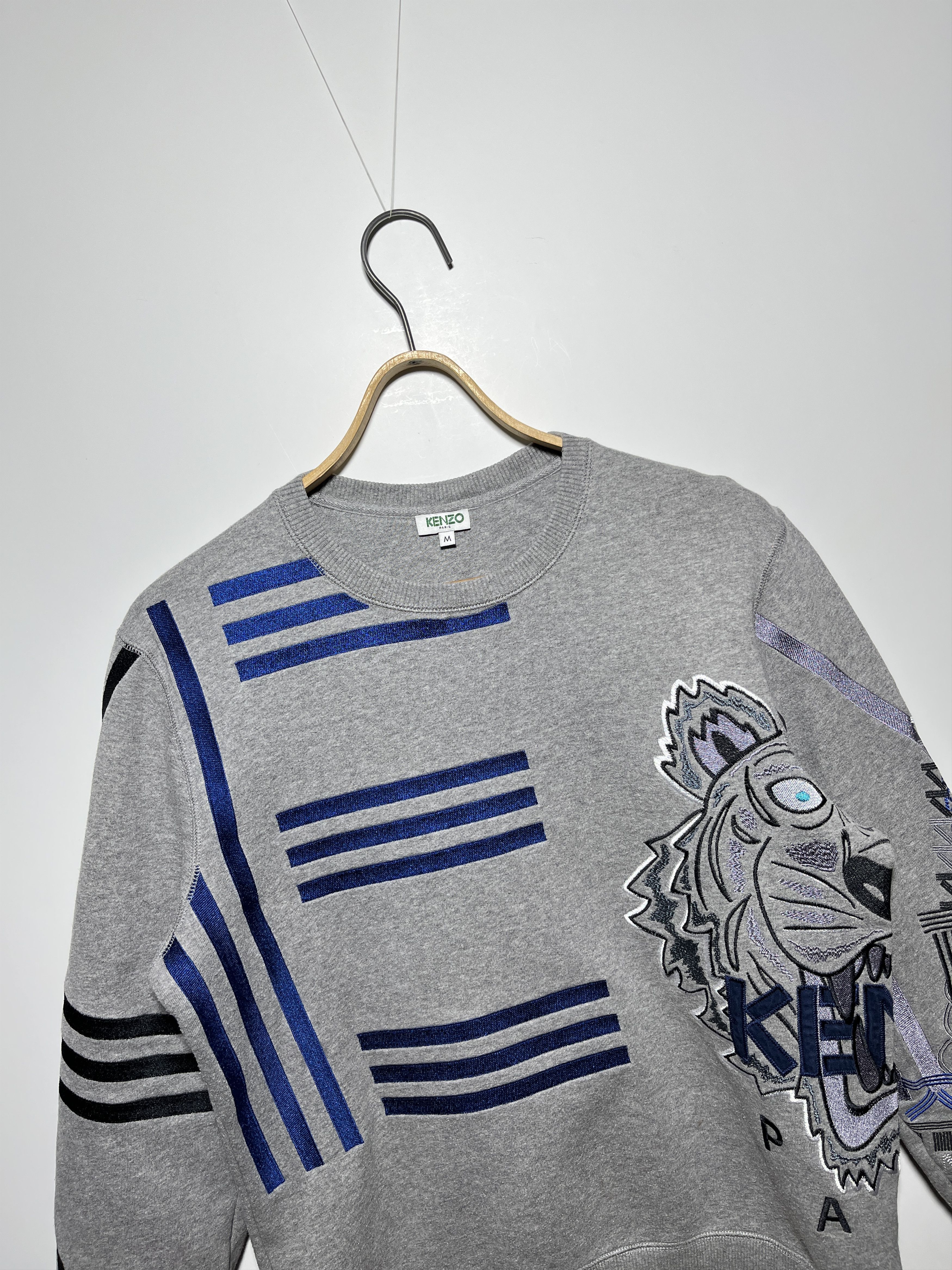Kenzo Kenzo Embroidered Tiger Geometric Gray Sweatshirt Size M Size US M / EU 48-50 / 2 - 3 Thumbnail