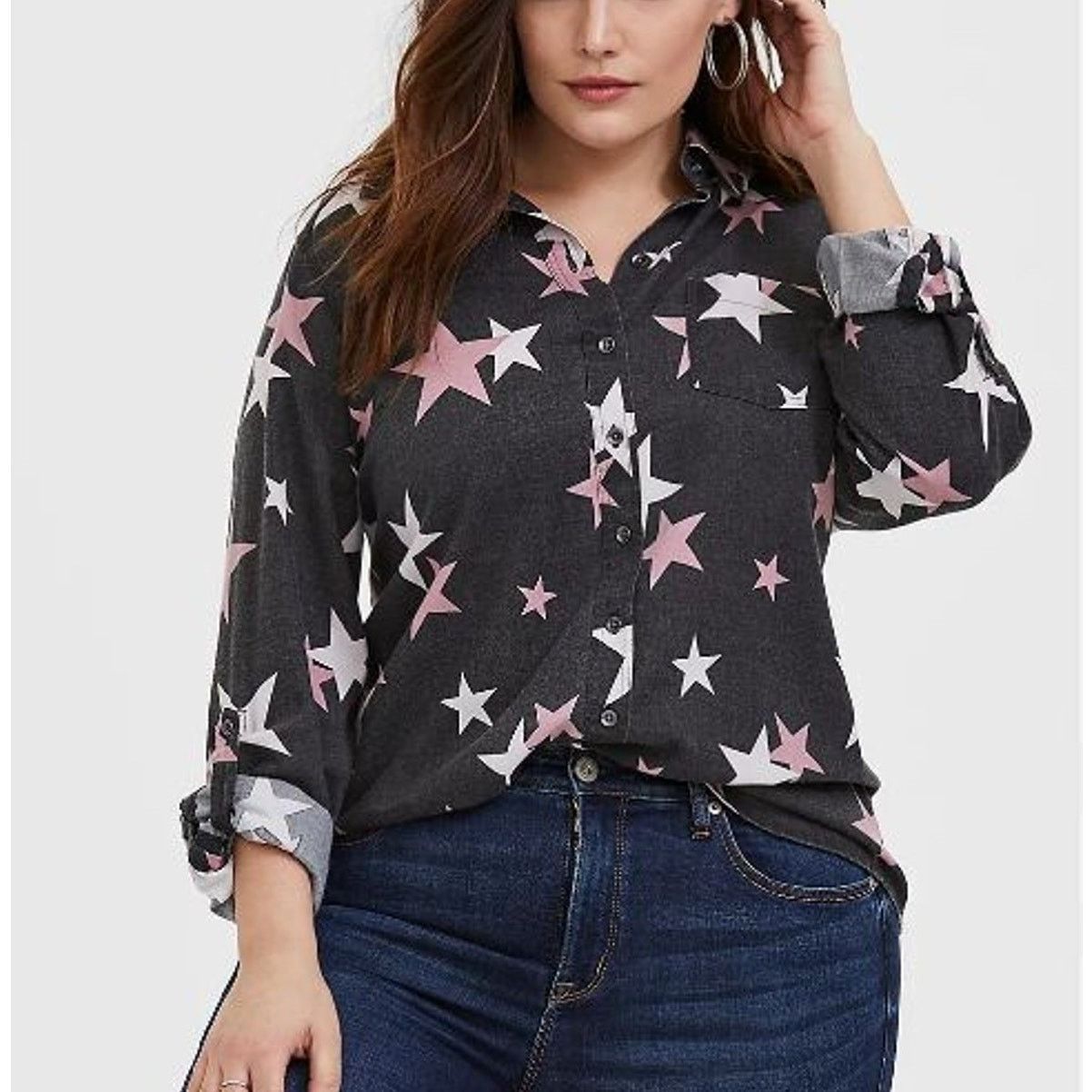 Torrid Torrid Women Star Print Button Top Plus Sz 0X Casual Galaxy Size XL / US 12-14 / IT 48-50 - 1 Thumbnail