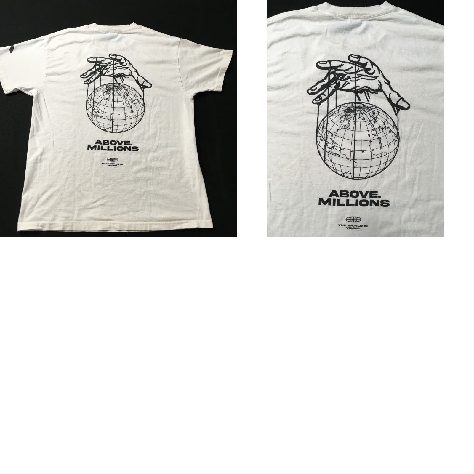 Vintage VINTAGE The World is Yours T shirt tee globe above millions White 100% Cotton softeez Graphic Tee Unisex Adults L Mens Size US L / EU 52-54 / 3 - 8 Thumbnail
