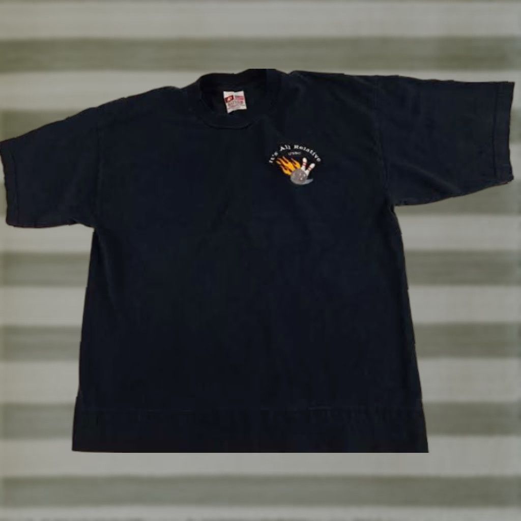 Vintage VINTAGE Bayside Bowling Shirt XL Men USBC It's All Relative Shirt Black Canvas Cotton Embroidered 1990s Bowling Theme Men Size XL USA made Size US XL / EU 56 / 4 - 1 Thumbnail