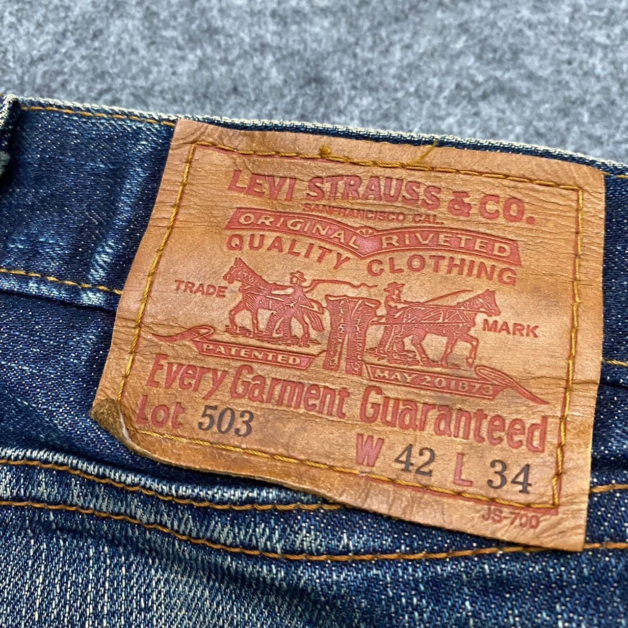 Levi's 💥Rare💥Vintage 90S Levis 503 Big Size Distressed Denim Size US 41 - 12 Thumbnail