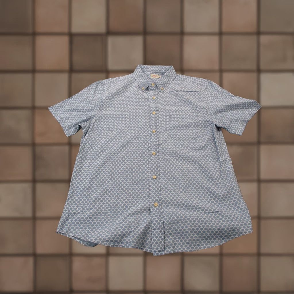 Faherty Faherty Shirt Mens L Blue Scale Print Work Business Golf Preppy Size US L / EU 52-54 / 3 - 1 Thumbnail