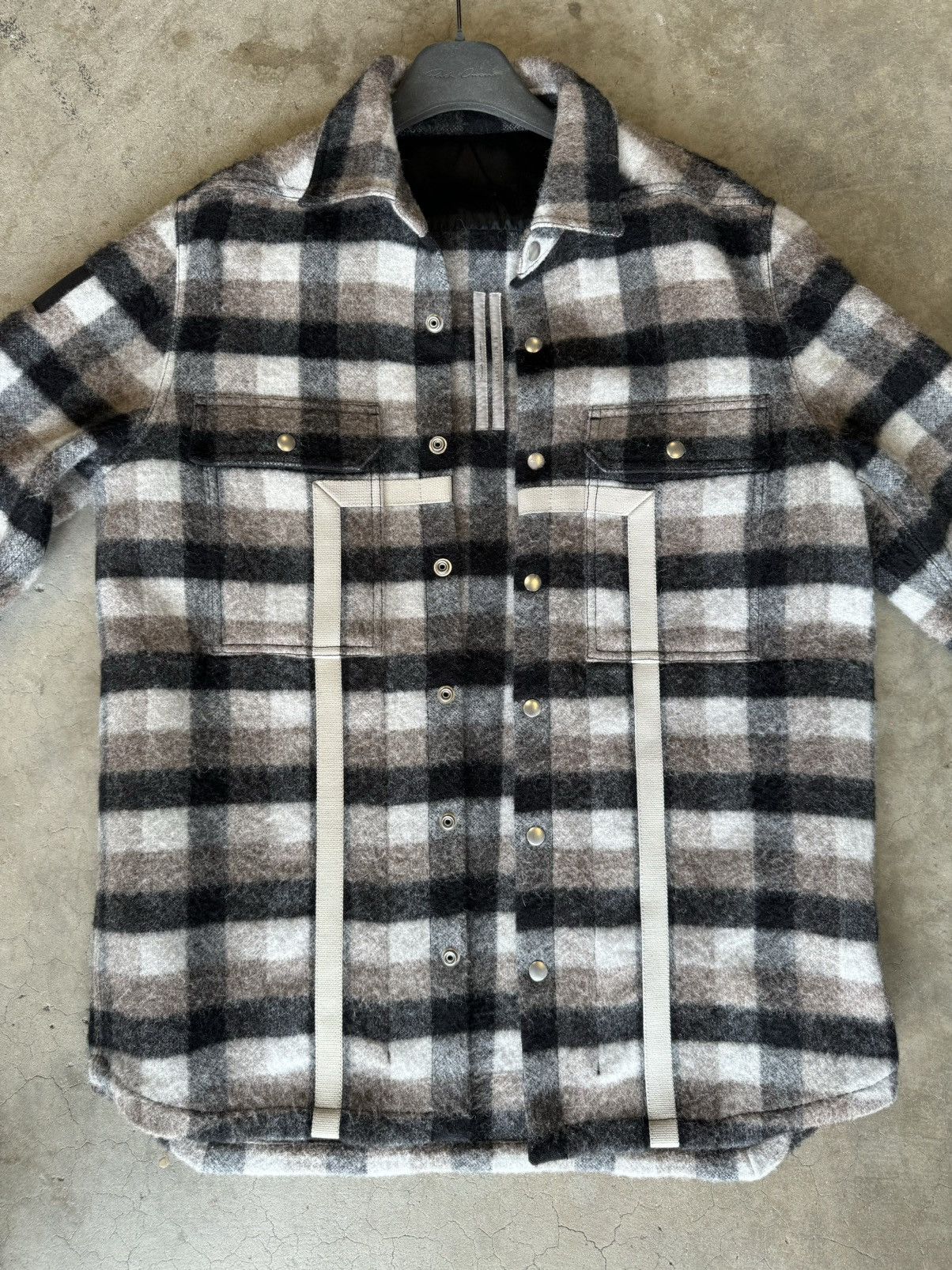 Rick Owens Rick Owen’s FW19 “Larry” Plaid Wool Outershirt Size US M / EU 48-50 / 2 - 3 Thumbnail