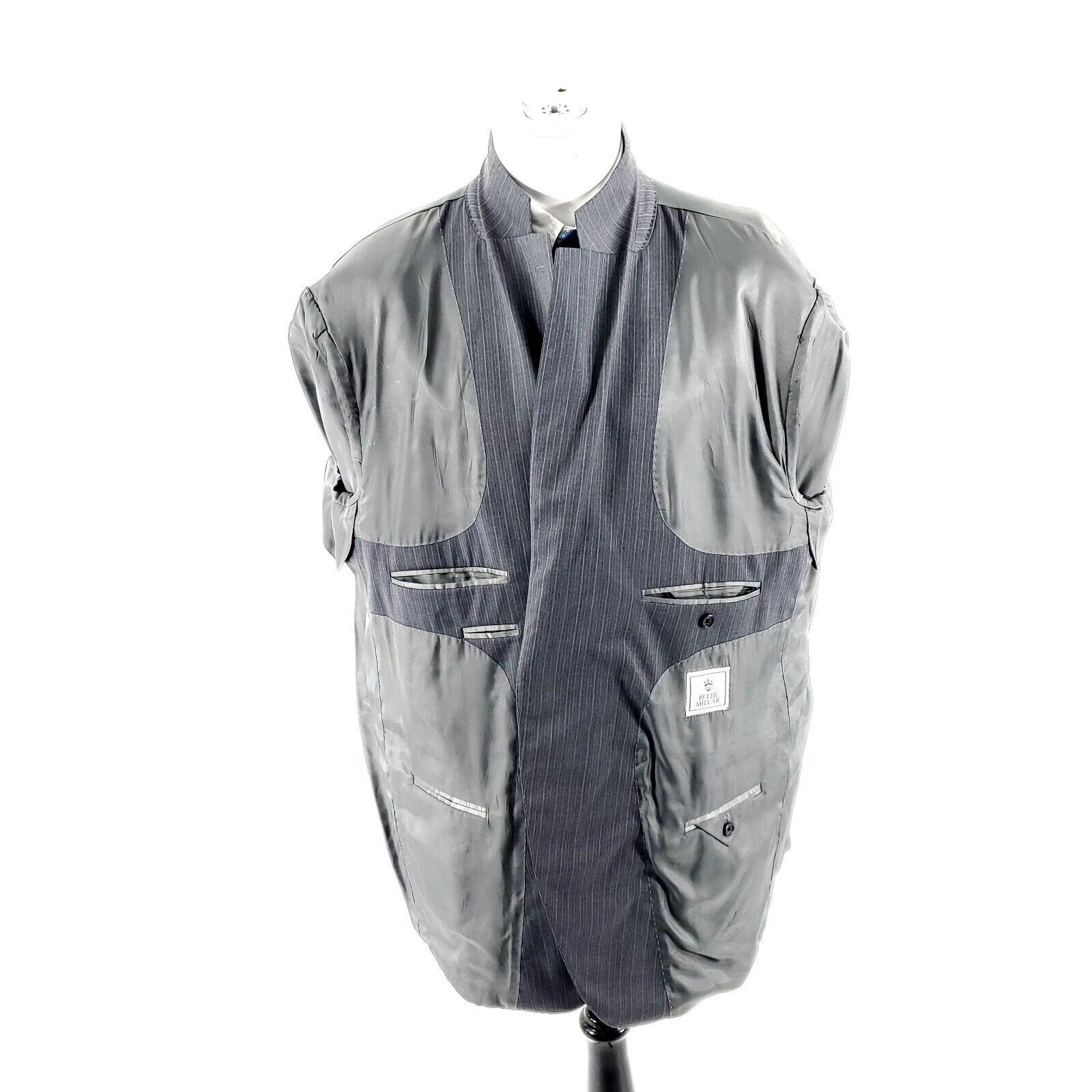 Peter Millar Peter Millar Wool 2 Button Suit Jacket 48L Gray Striped Size 48L - 9 Thumbnail