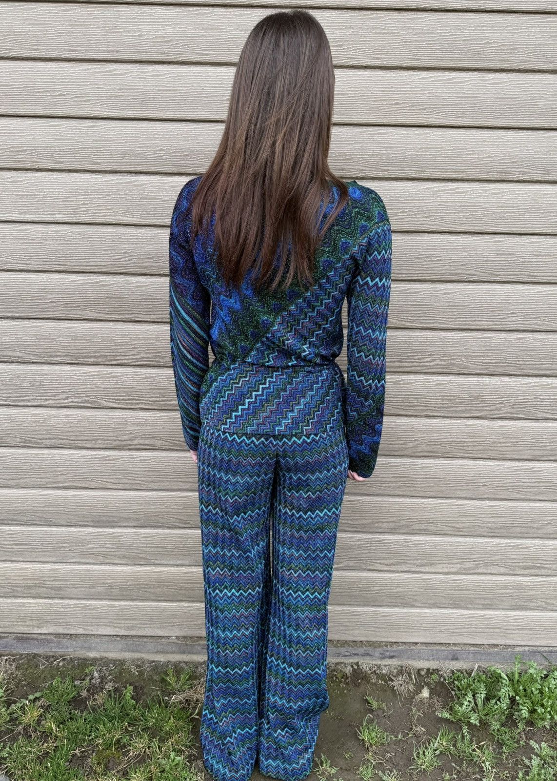 Missoni MISSONI Chevron ZigZag Knit 2-Piece Set Top & Wide Leg Pants Size 30" / US 8 / IT 44 - 14 Thumbnail
