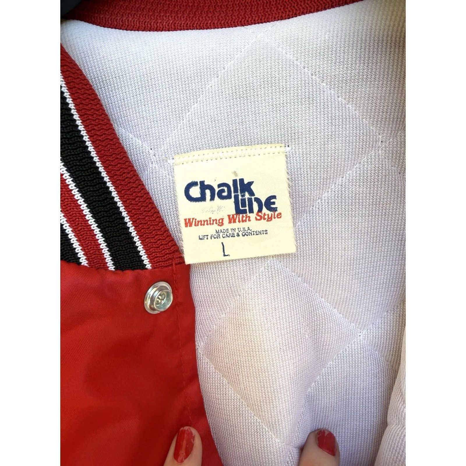 Chalk Line VINTAGE Chalk Line Atlanta Falcons Jacket Red L Satin Bomber Shirt/Outerwear Mens Vintage Size US L / EU 52-54 / 3 - 3 Thumbnail