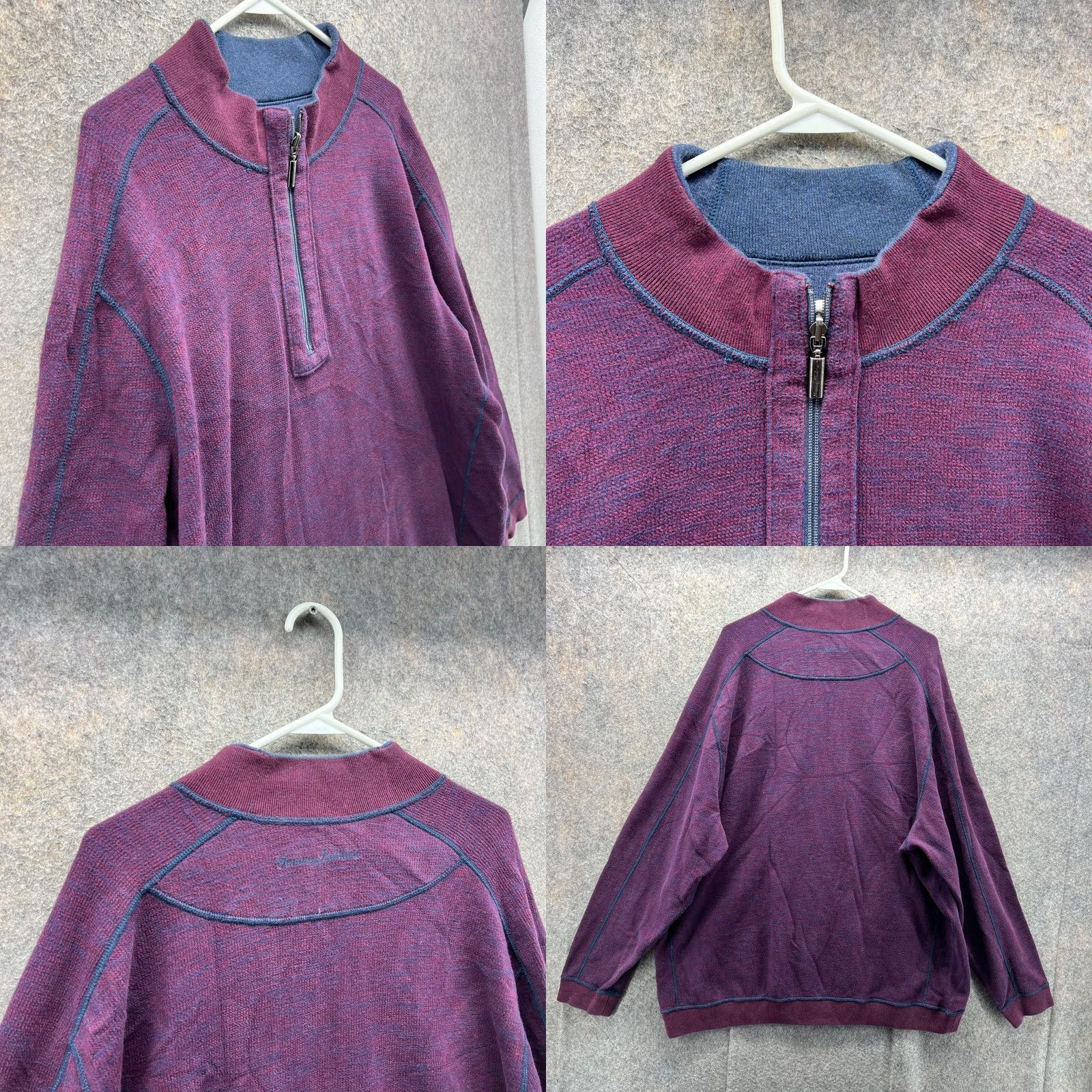 Tommy Bahama VINTAGE Tommy Bahama Sweater Mens 2XL Blue Purple Reversible Pullover Fleece Size US XXL / EU 58 / 5 - 8 Thumbnail
