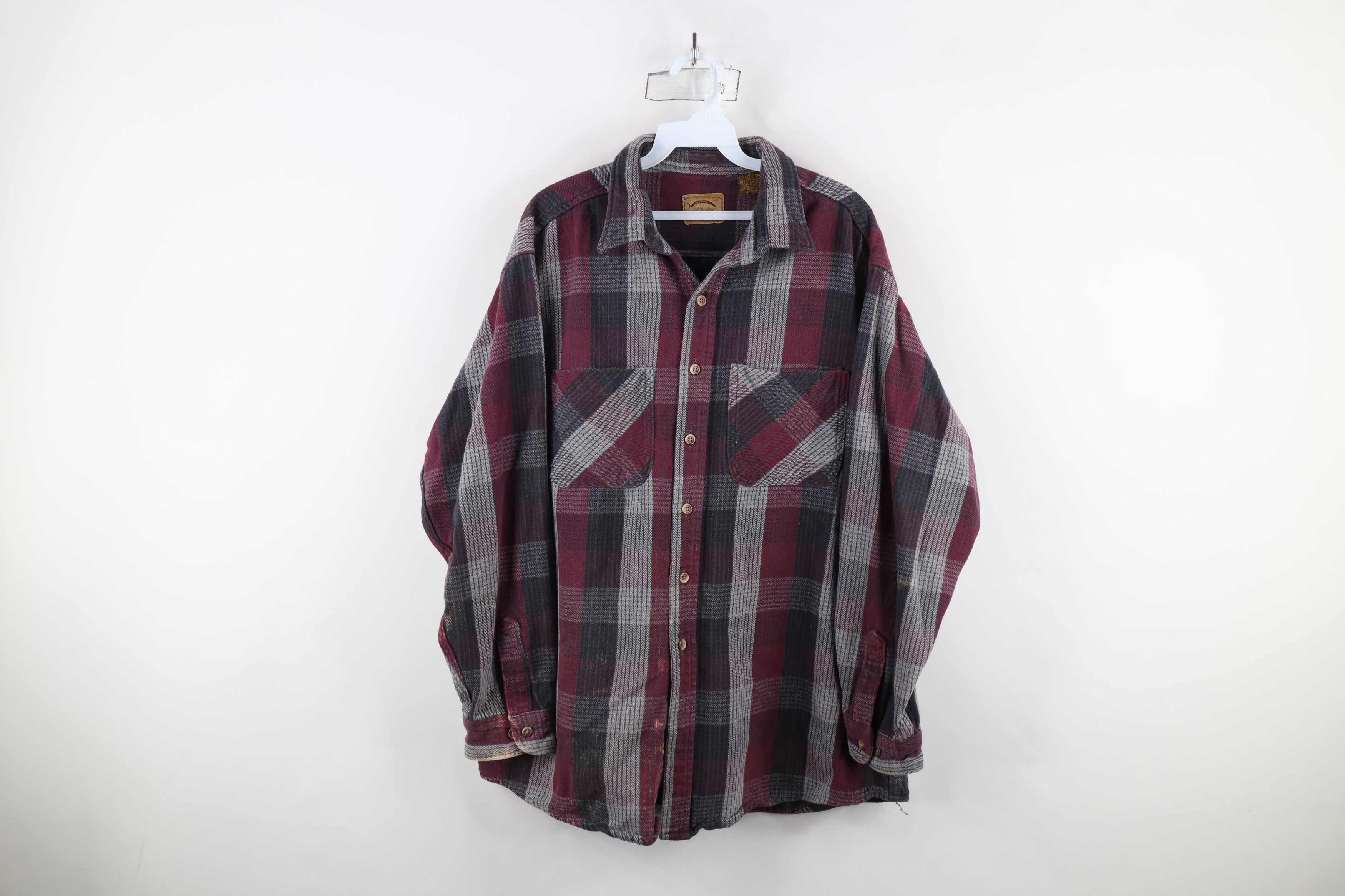 Vintage Vintage 90s Streetwear Heavyweight Button Shirt Plaid Size US XL / EU 56 / 4 - 1 Thumbnail
