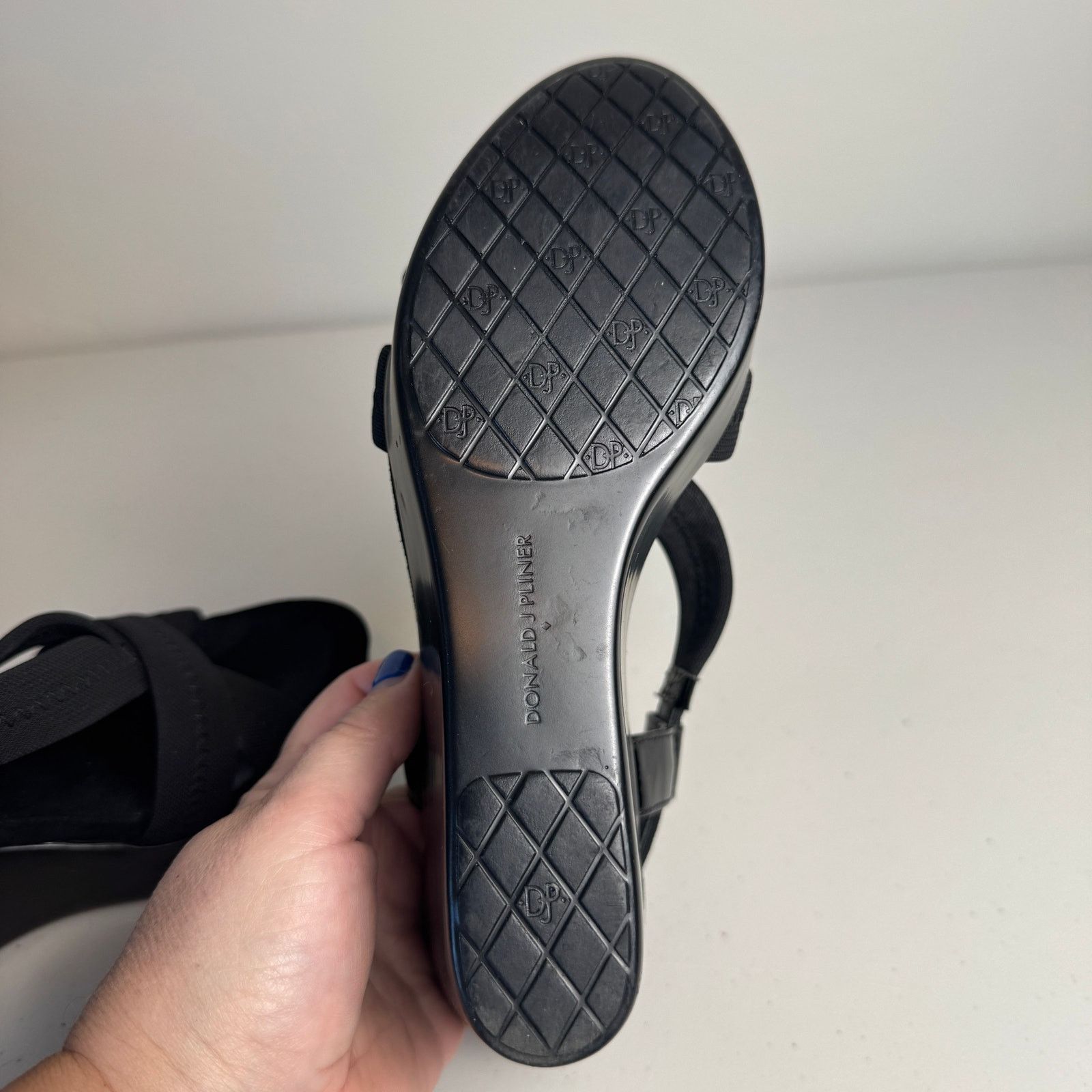 Donald Pliner × Other Donald J Pliner Dani Black Strappy Stretch Wedge Sandals 8 Size US 8 / IT 38 - 12 Thumbnail