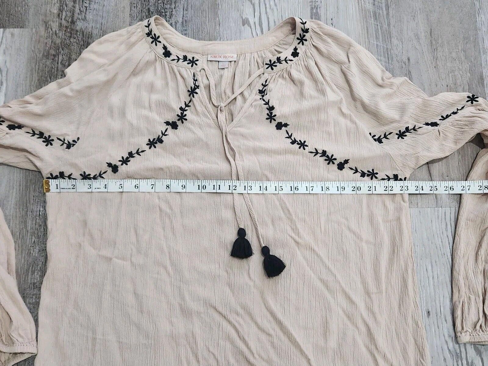 Designer Knox Rose Blouse Extra Large Cream Black Embroidered Boho Size XL / US 12-14 / IT 48-50 - 5 Thumbnail