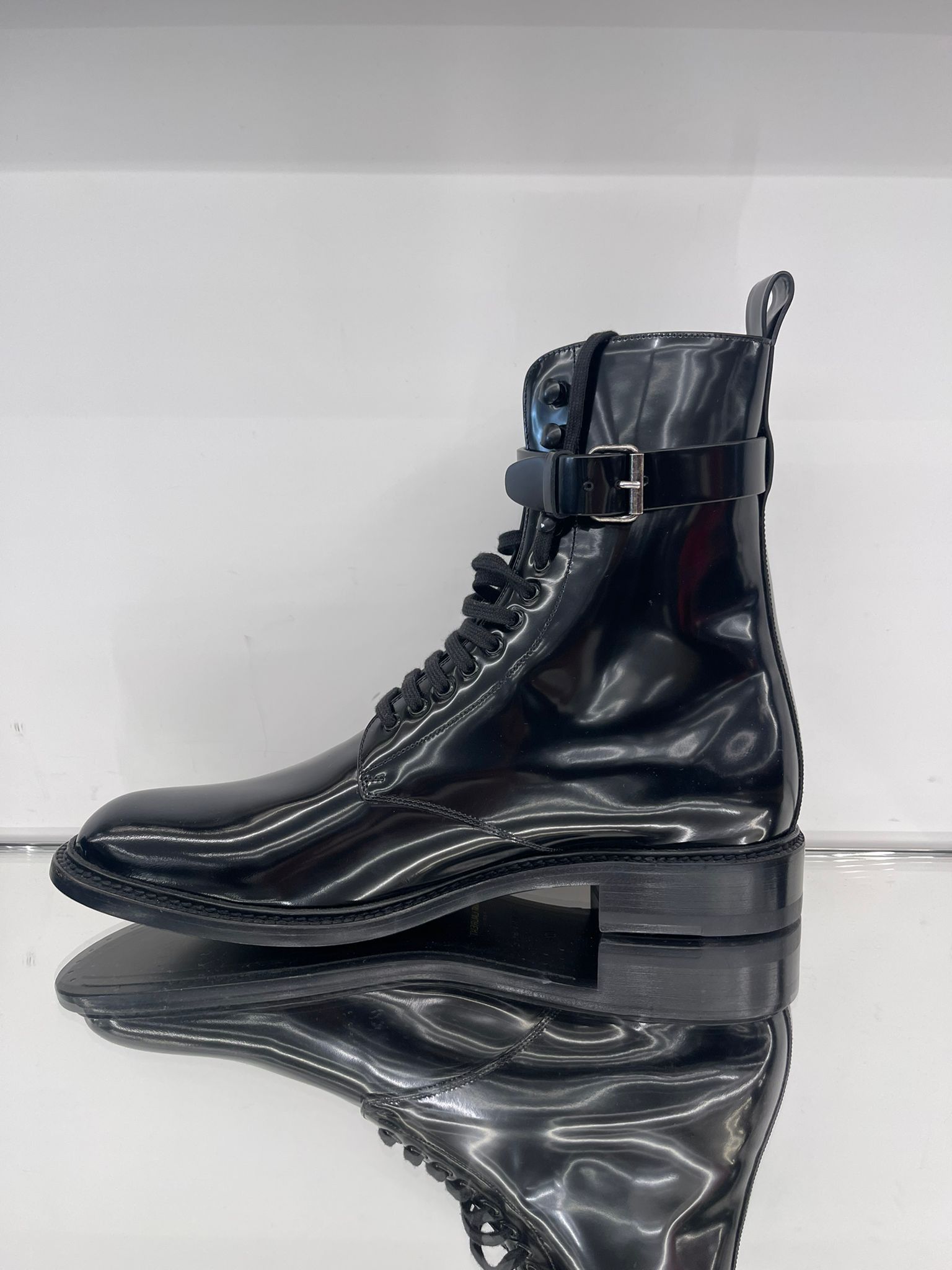 Saint Laurent Paris Army Laced Boots in Glazed Leather Size US 7 / EU 40 - 2 Thumbnail