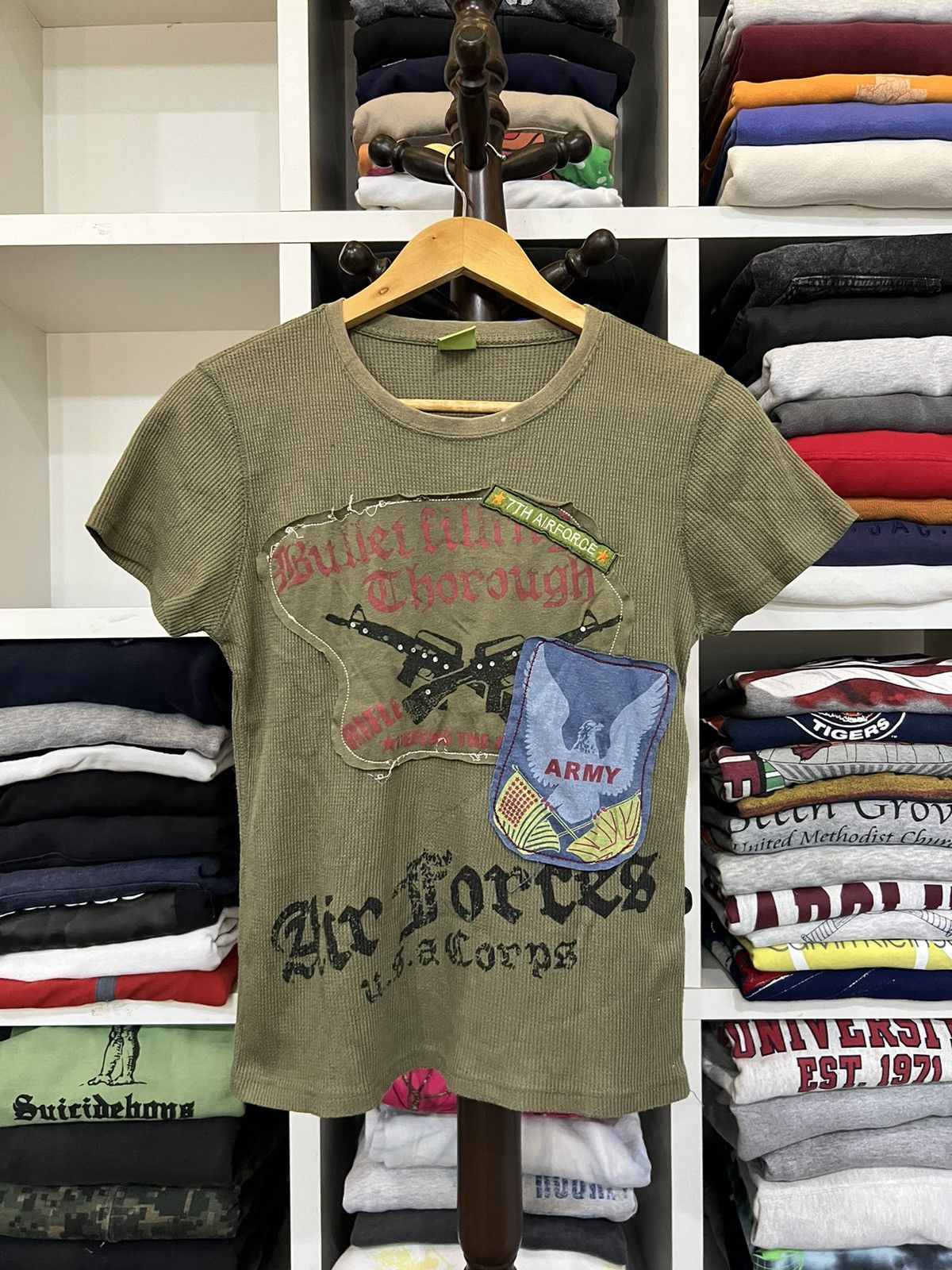 image of Military x US Air Force Vintage Air Force Tee in Green, Women's (Size Small)